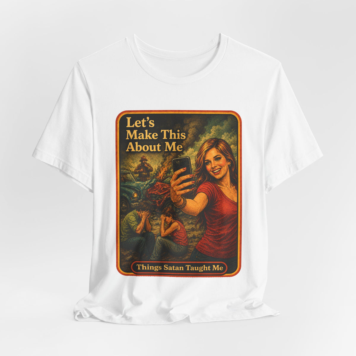Let's Make This About Me Unisex Tee in White, view 4