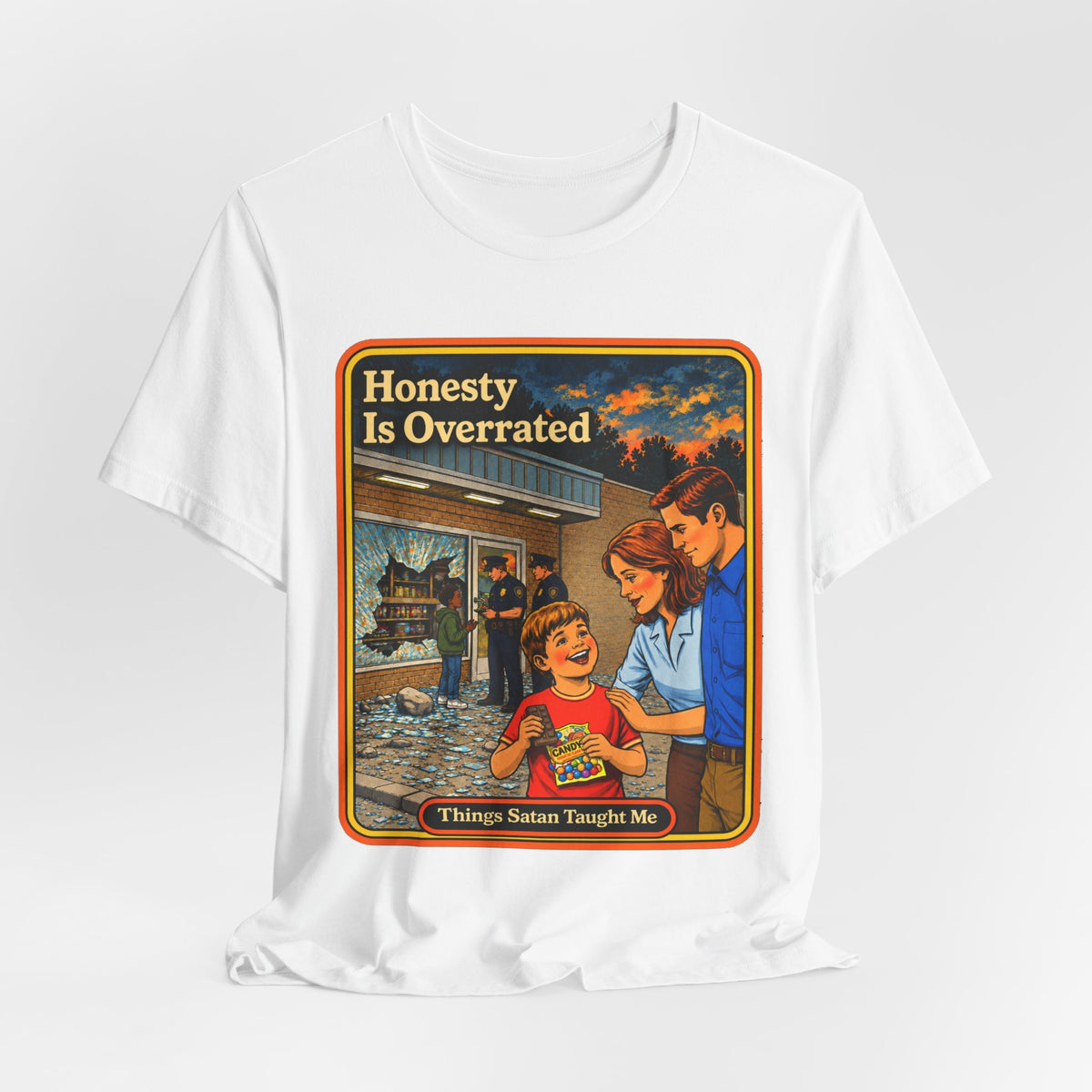 Honesty Is Overrated Unisex Tee in White, view 4