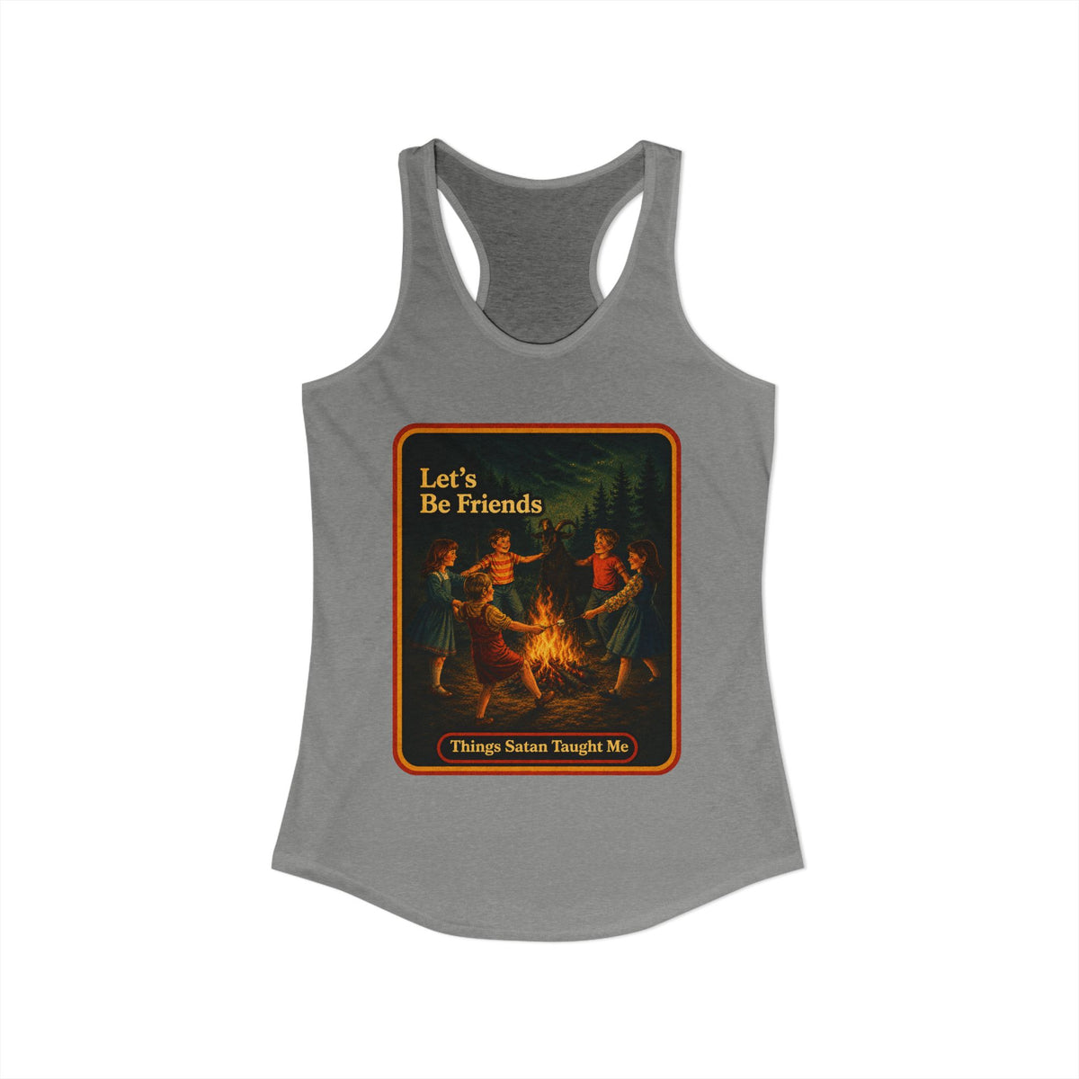 Let's Be Friends Racerback Tank in Heather Grey, view 2