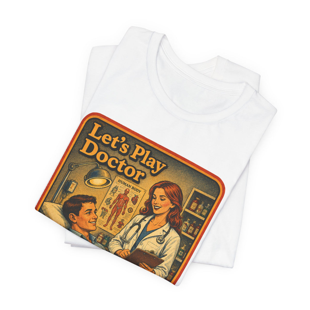 Let's Play Doctor Unisex Tee in White, view 3