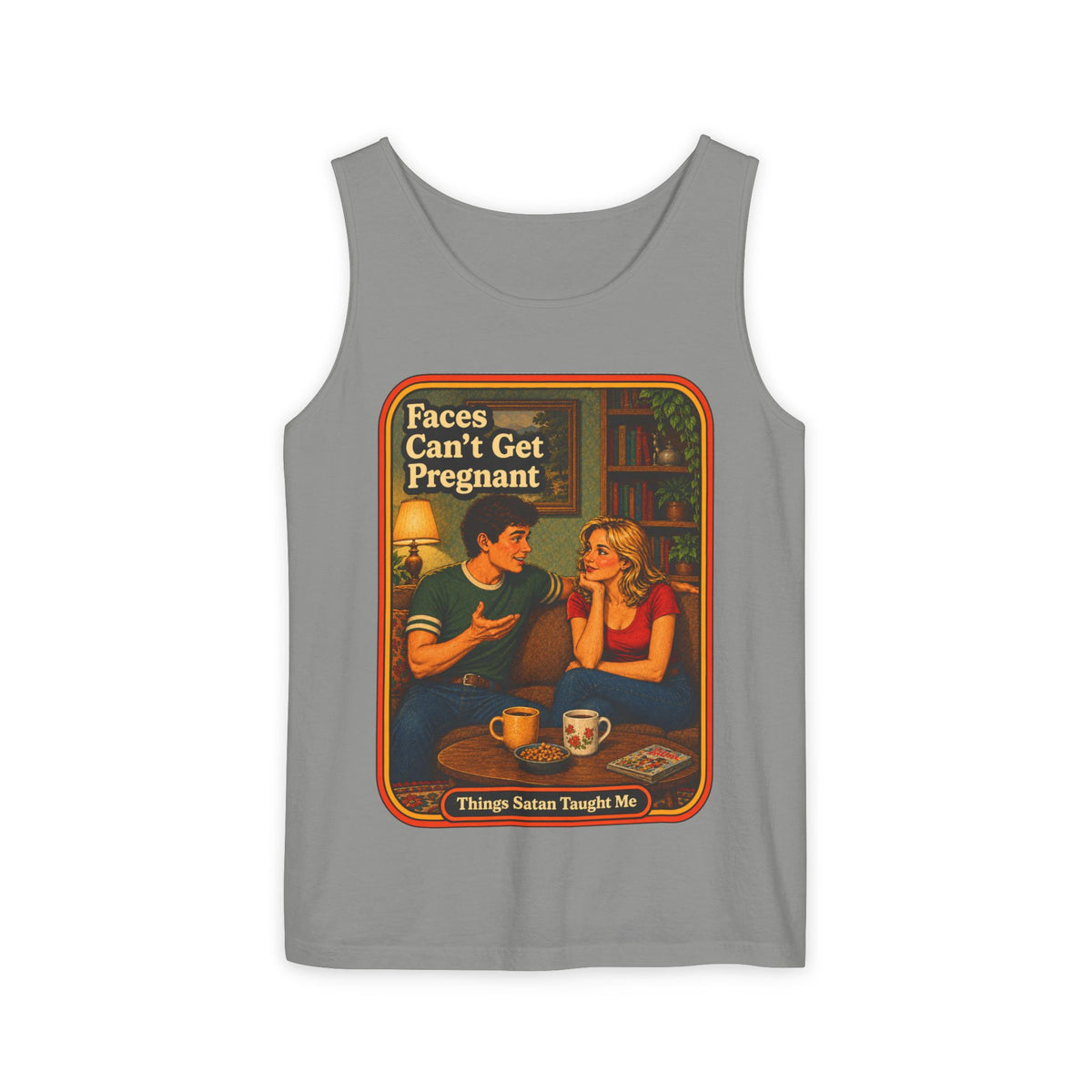 Faces Can't Get Pregnant Wife Beater in Granite, front