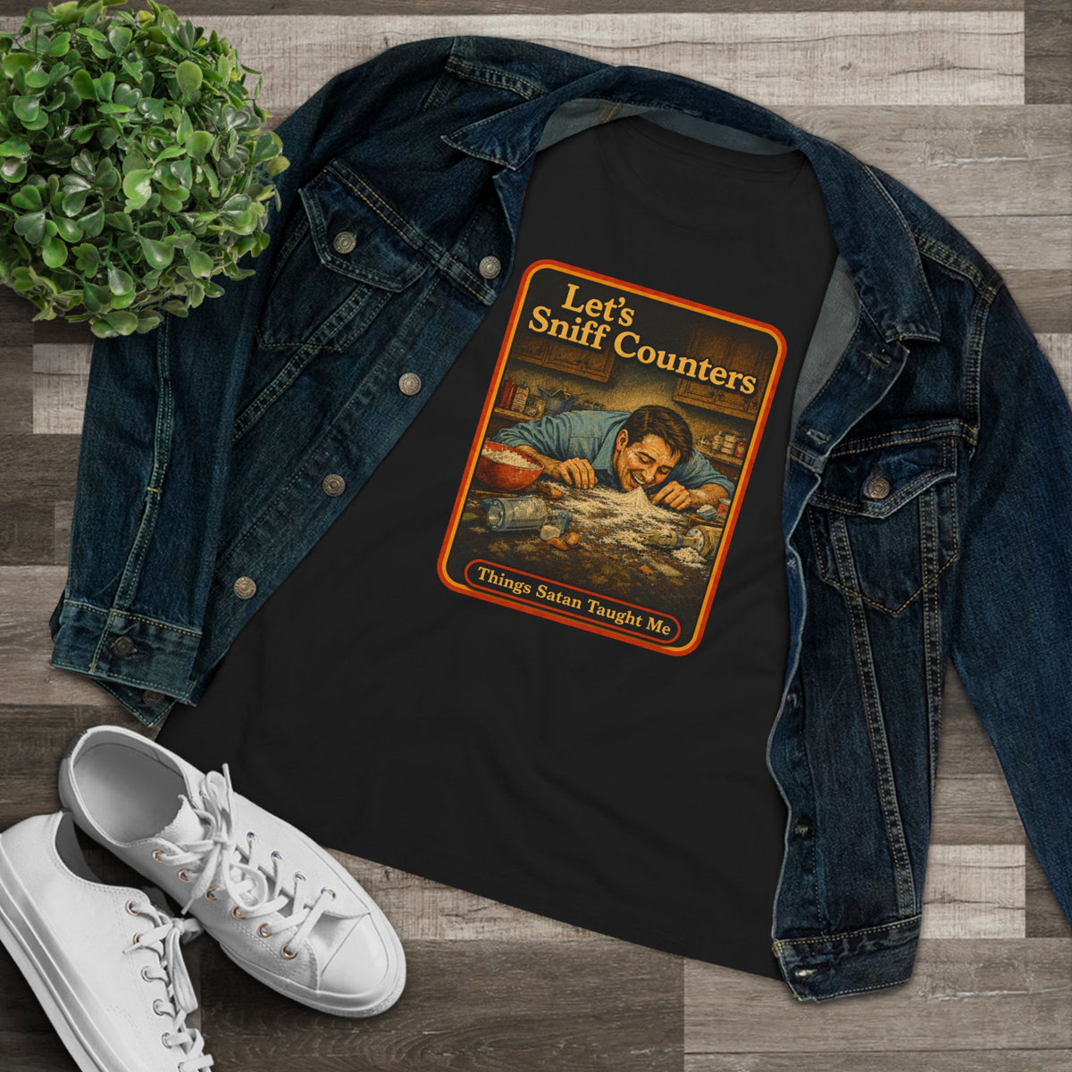 Let's Sniff Counters Women's Tee in Black, view 3