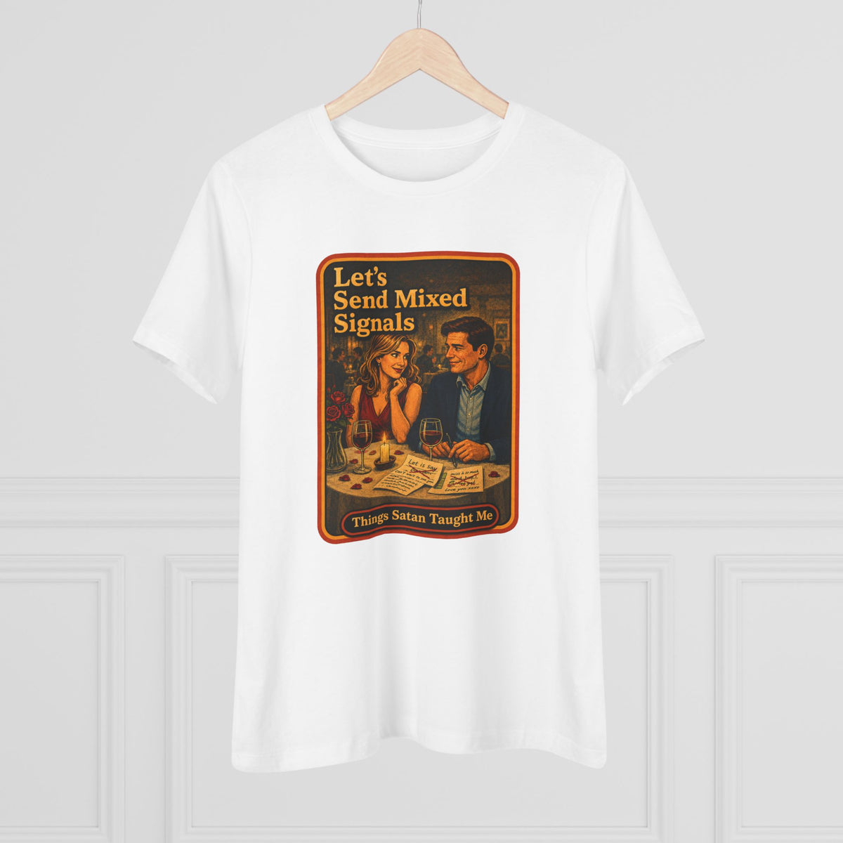 Let's Send Mixed Signals Women's Tee in White, view 4