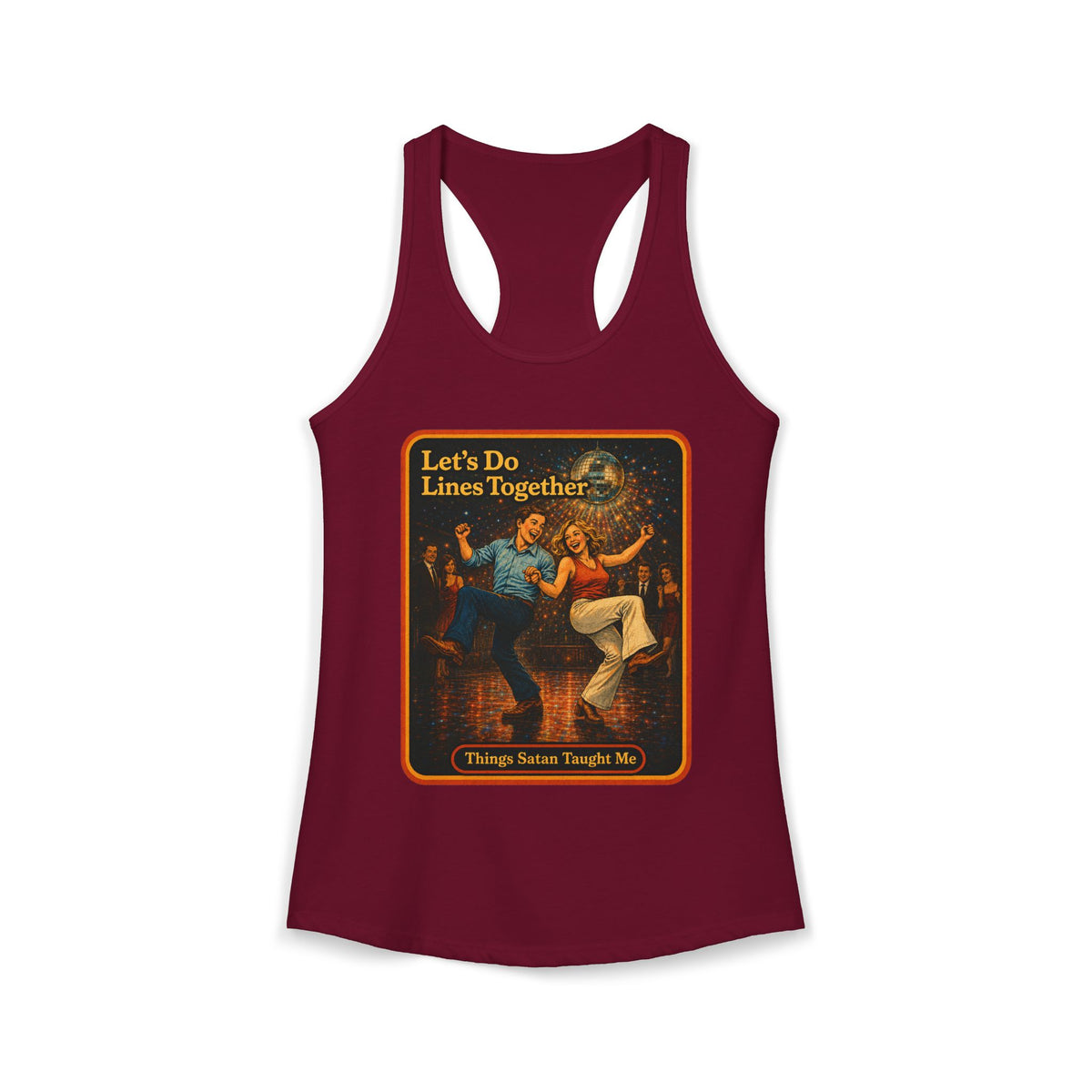 Let's Do Lines Together Racerback Tank in Cardinal Red, front