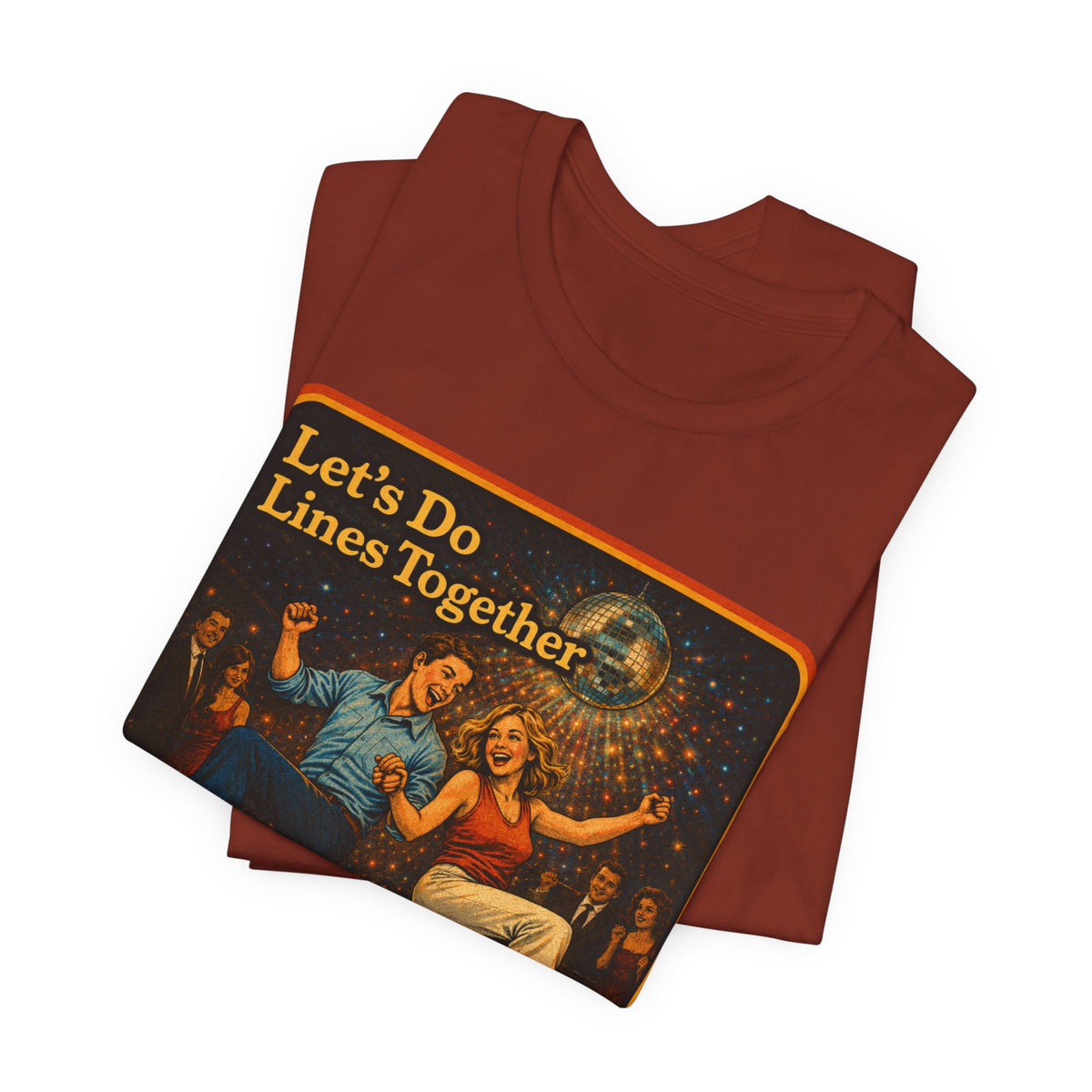 Let's Do Lines Together Unisex Tee in Rust, view 3