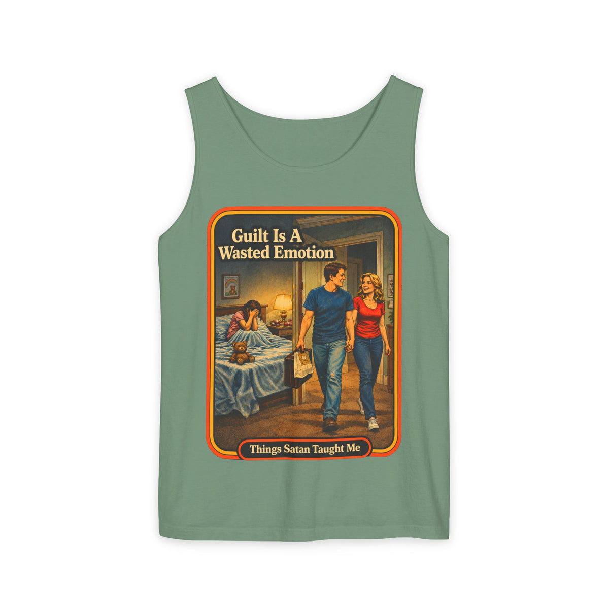 Guilt Is A Wasted Emotion Wife Beater in Light Green, front