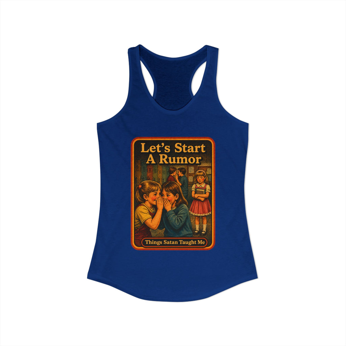 Let's Start A Rumor Racerback Tank in Royal, view 2