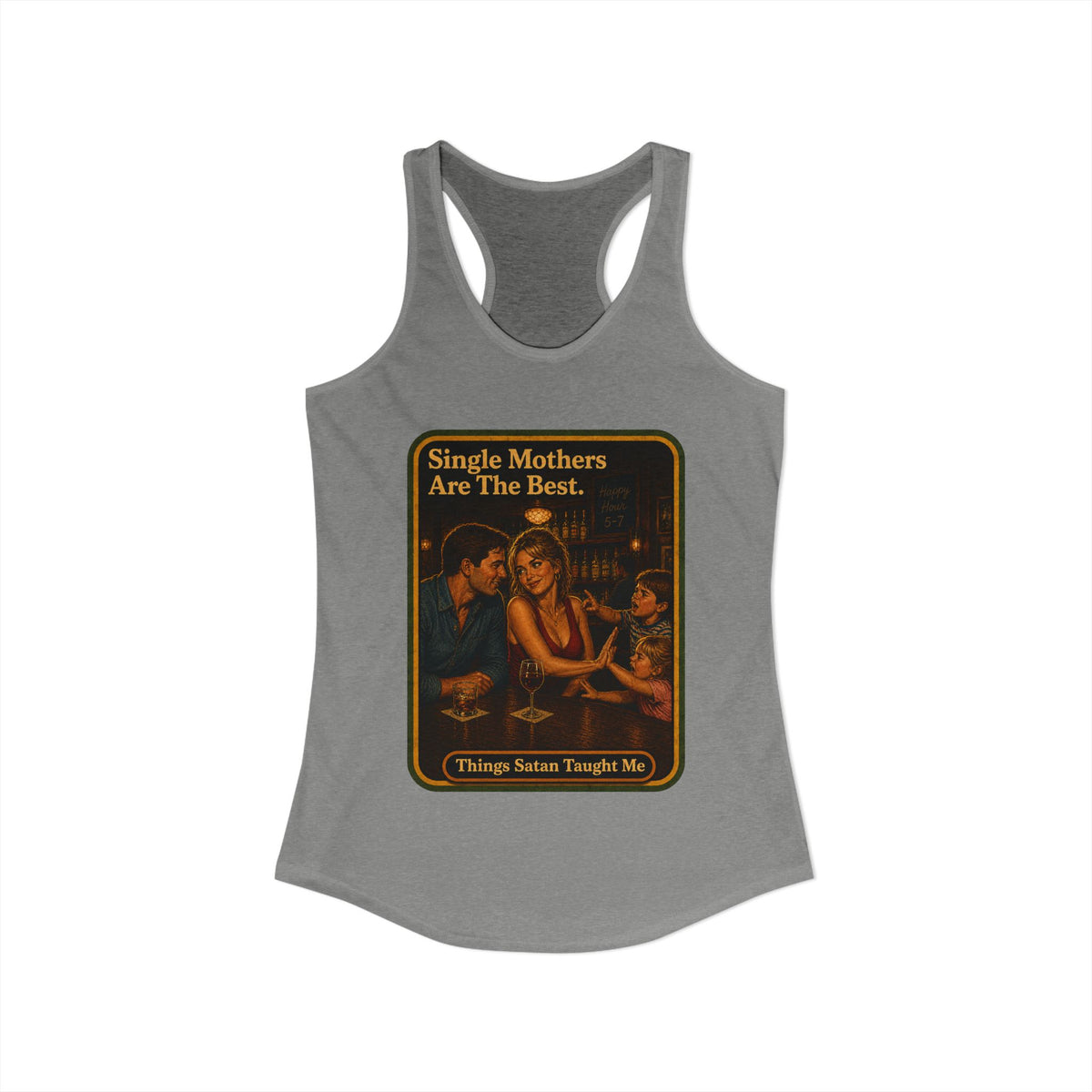 Single Mothers Are The Best Racerback Tank in Heather Grey, view 2