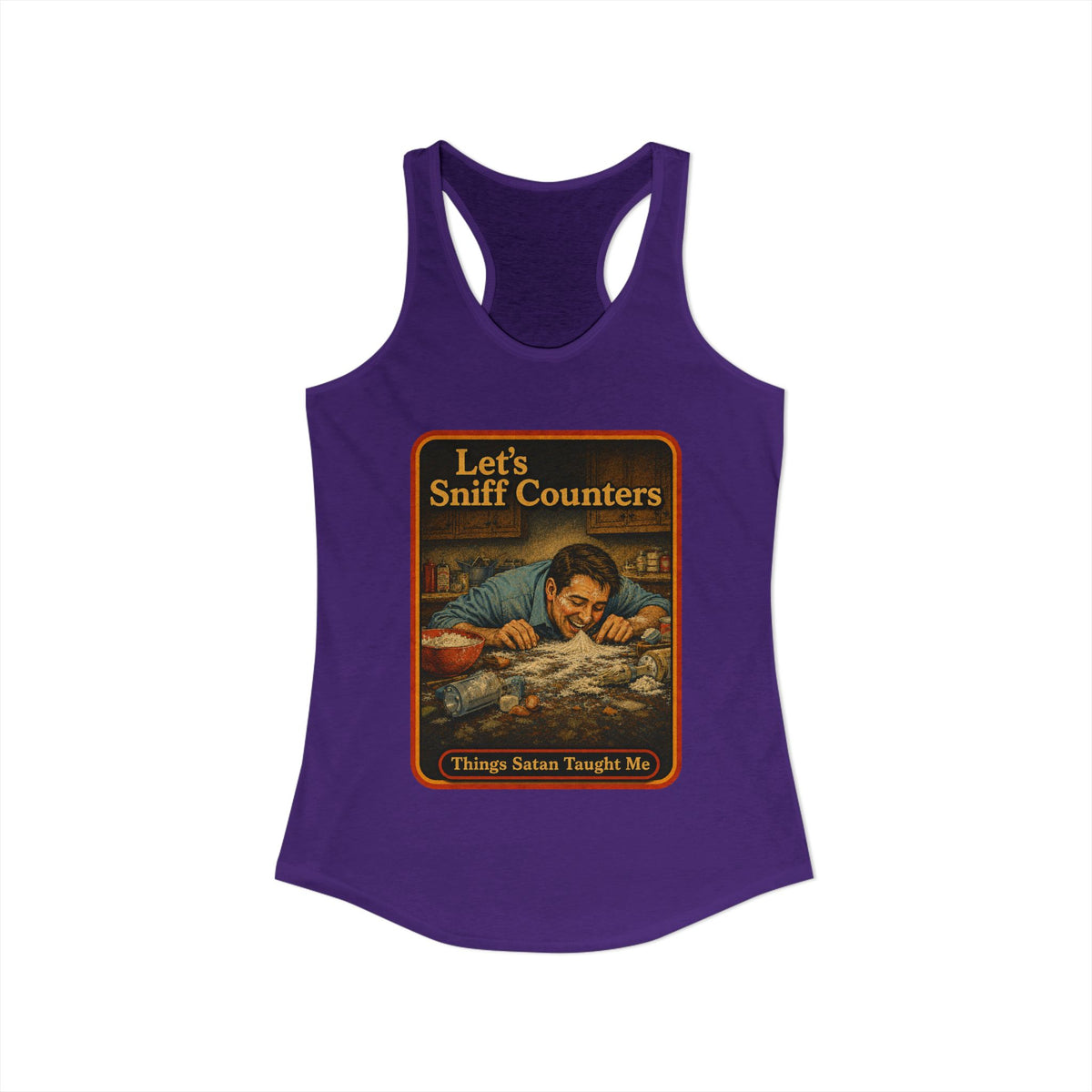 Let's Sniff Counters Racerback Tank in Purple Rush, view 2