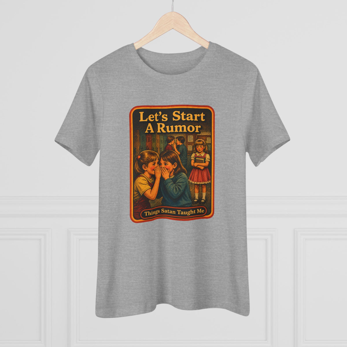 Let's Start A Rumor Women's Tee in Athletic Heather, view 4