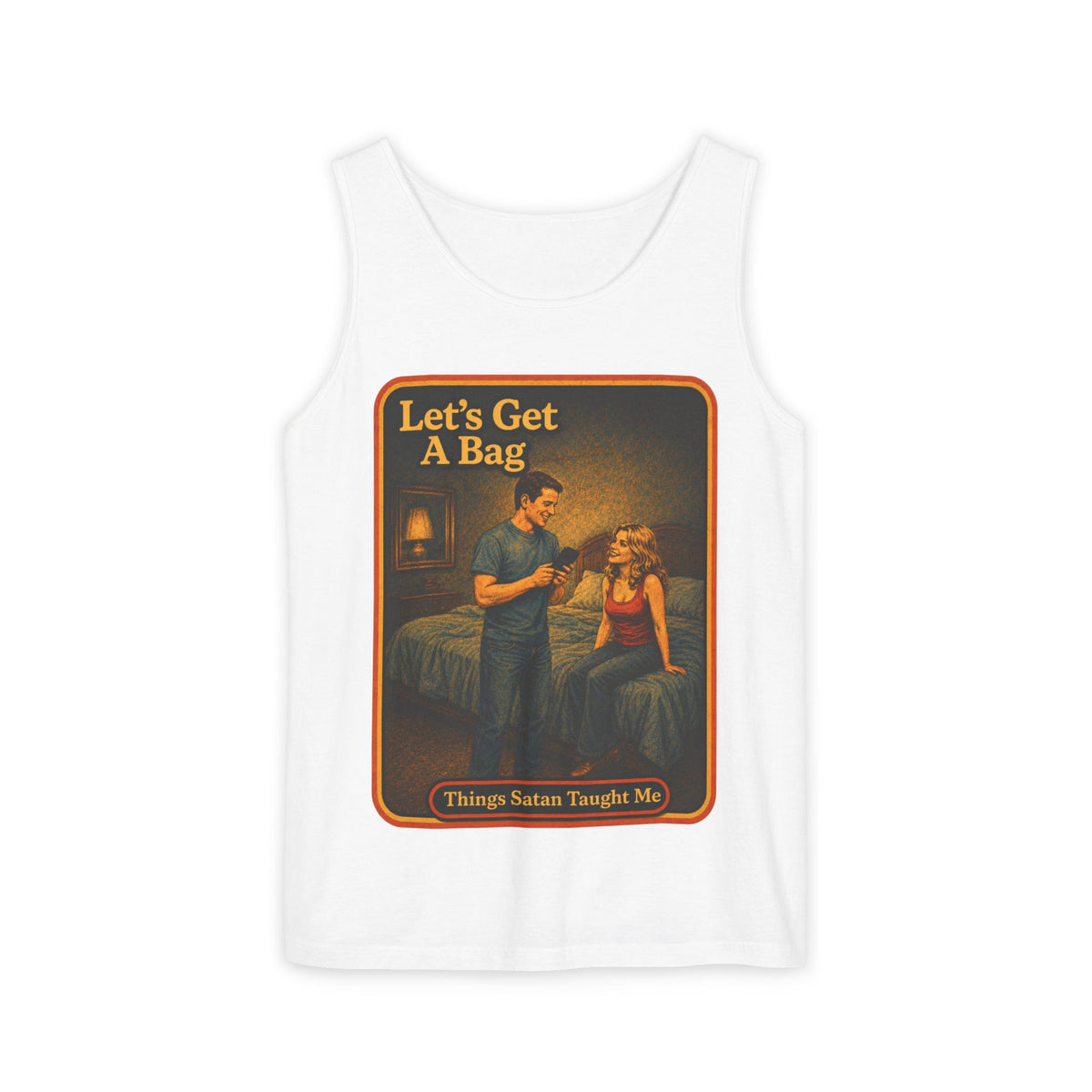 Let's Get A Bag Wife Beater in White, front