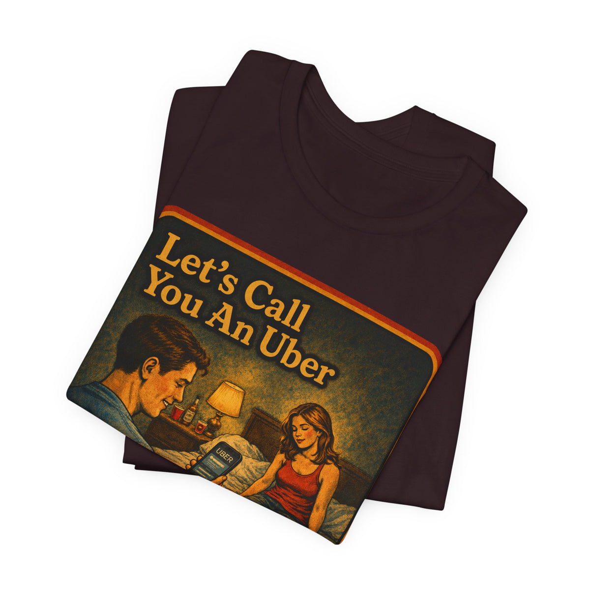 Let's Call You An Uber Unisex Tee in Oxblood Black, view 3