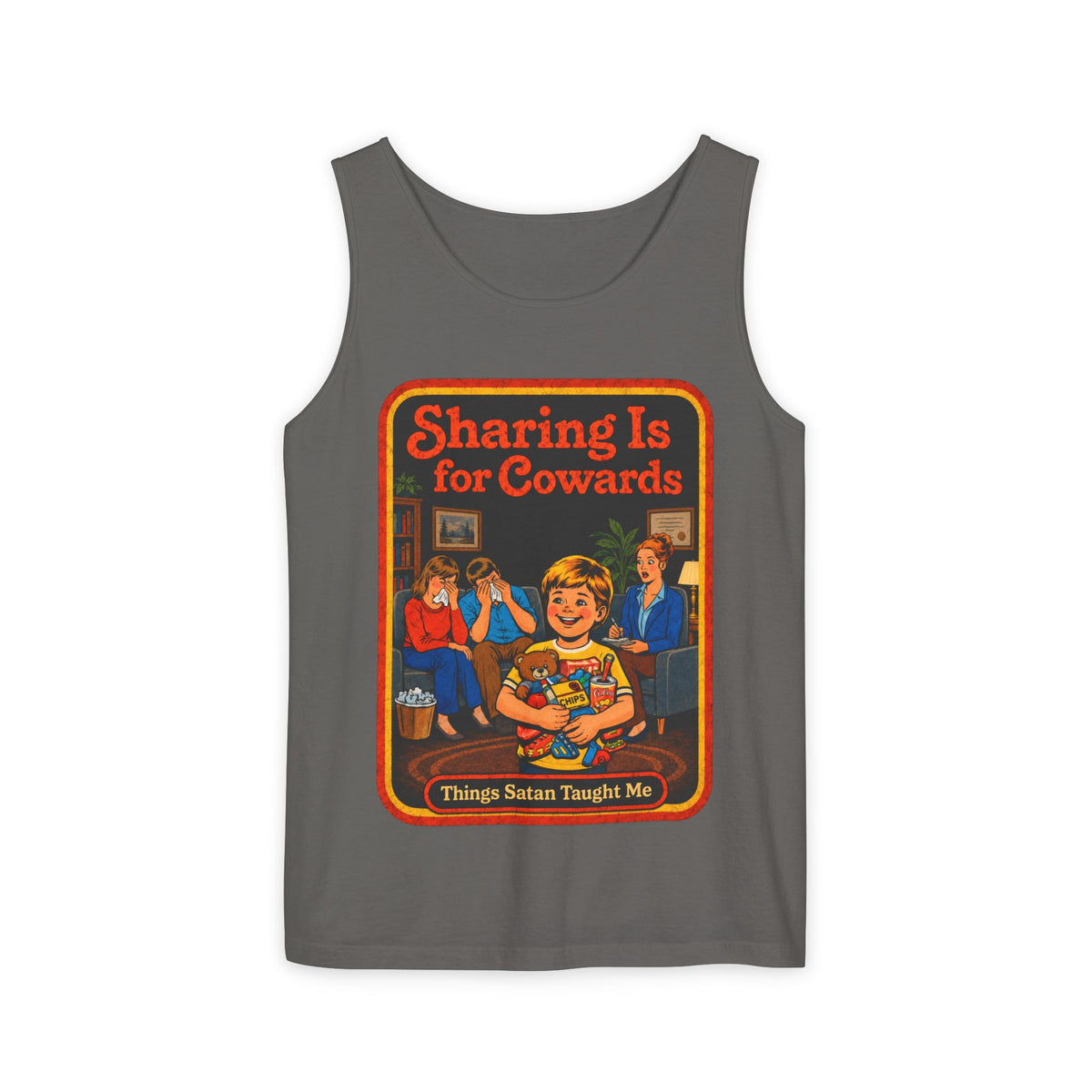 Sharing Is For Cowards Wife Beater in Pepper, front