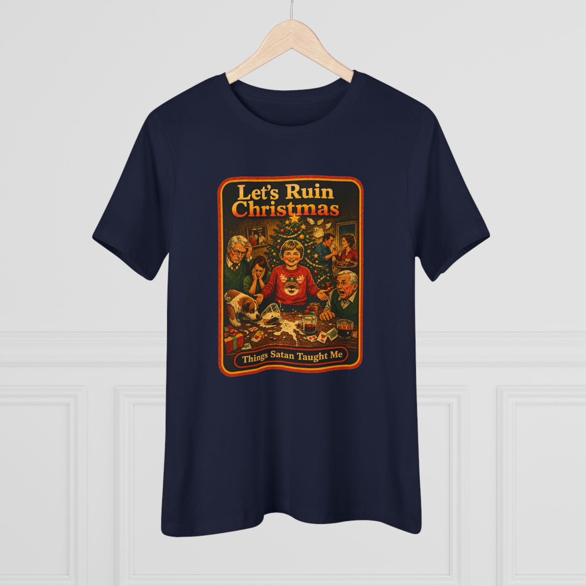 Let's Ruin Christmas Women's Tee in Navy, view 4