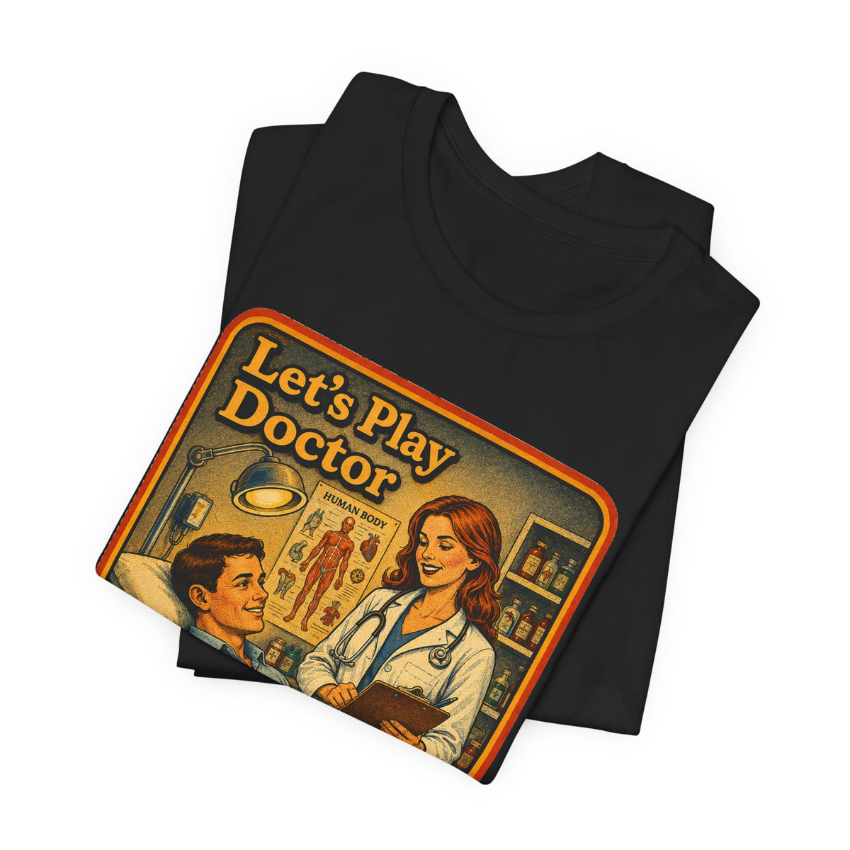 Let's Play Doctor Unisex Tee in Black, view 3