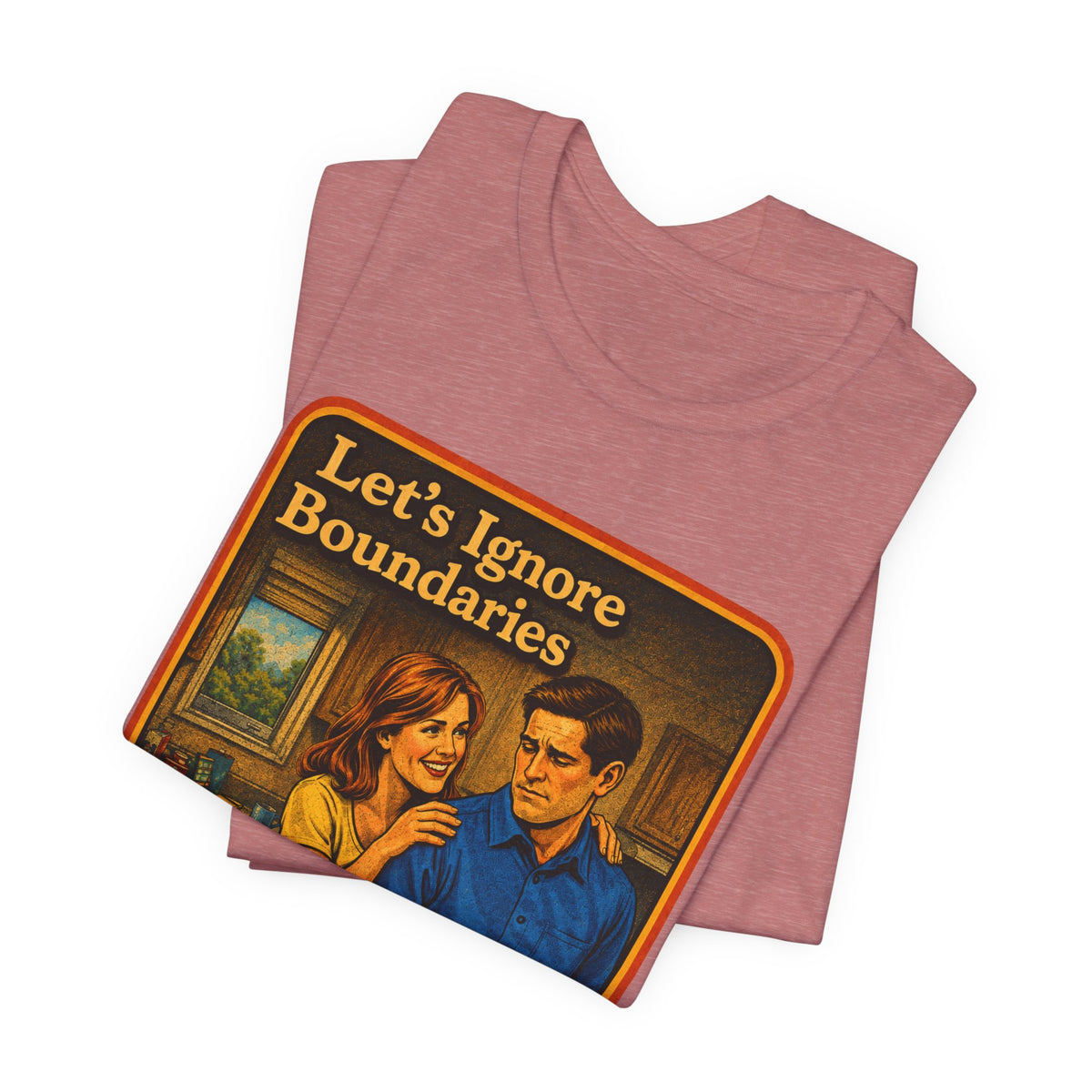 Let's Ignore Boundaries Unisex Tee in Heather Mauve, view 3