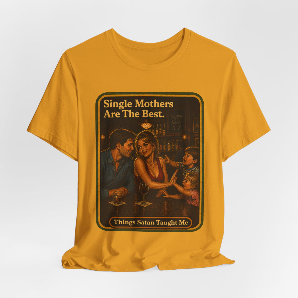 Single Mothers Are The Best Unisex Tee in Mustard, view 4