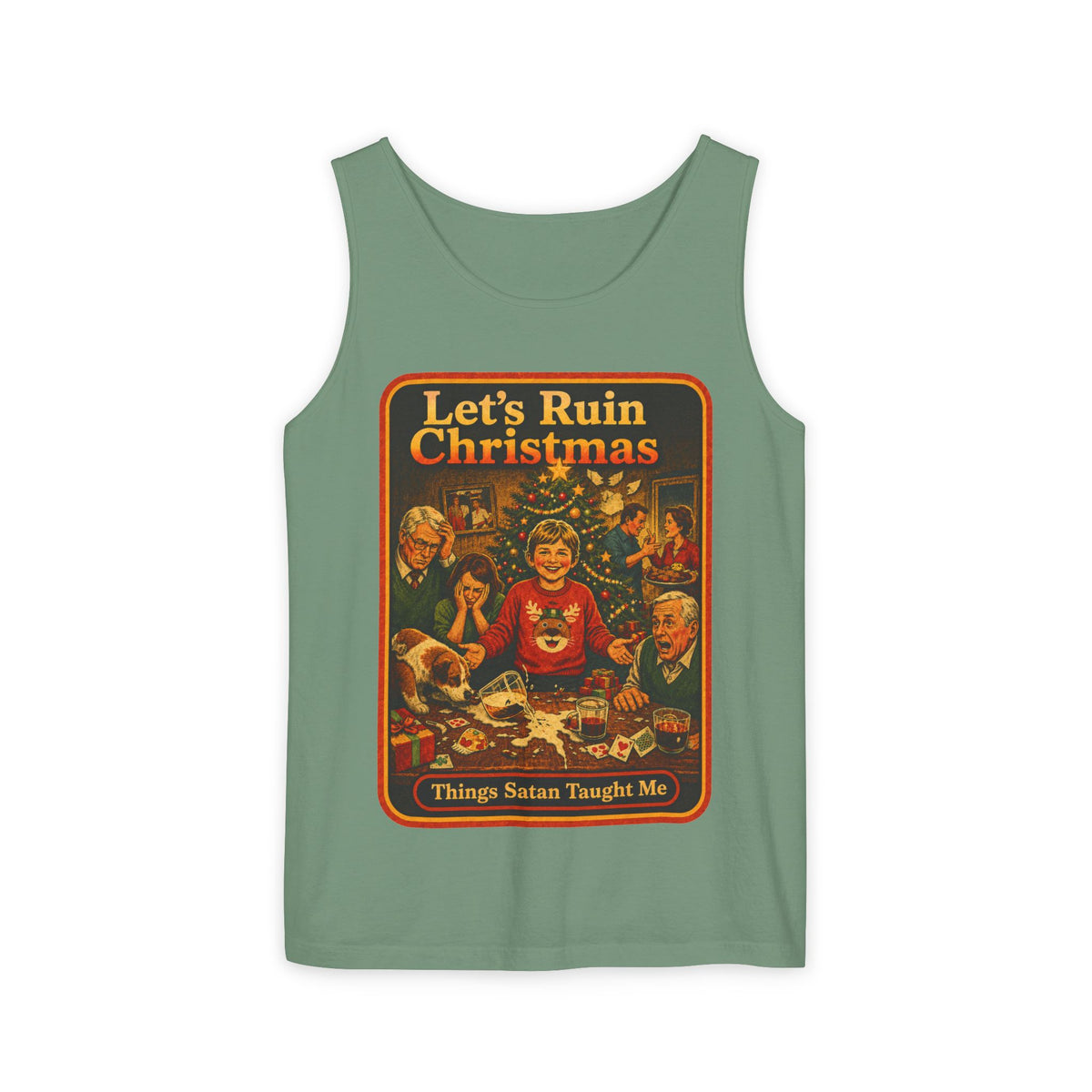 Let's Ruin Christmas Wife Beater in Light Green, front