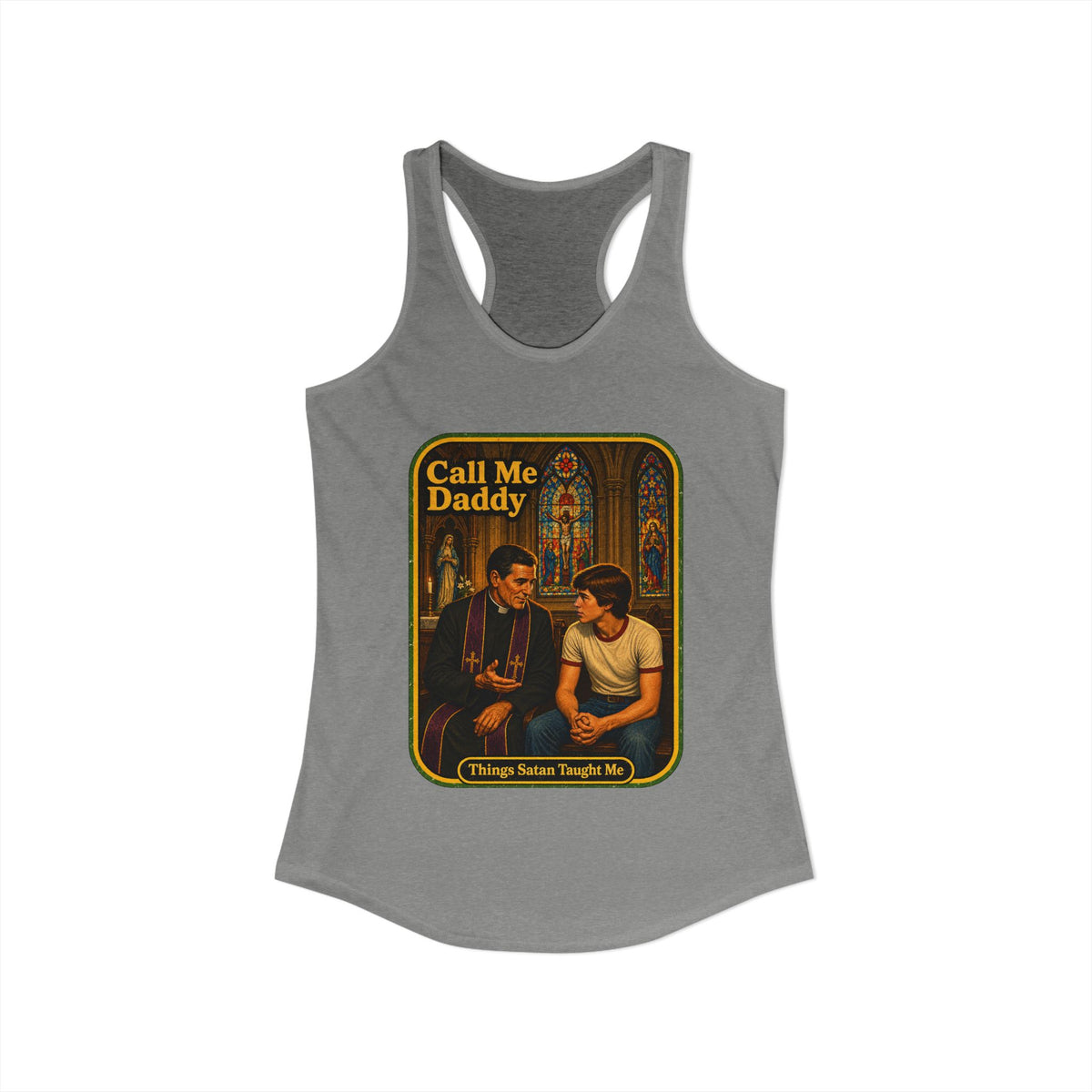 Call Me Daddy Racerback Tank in Heather Grey, view 2
