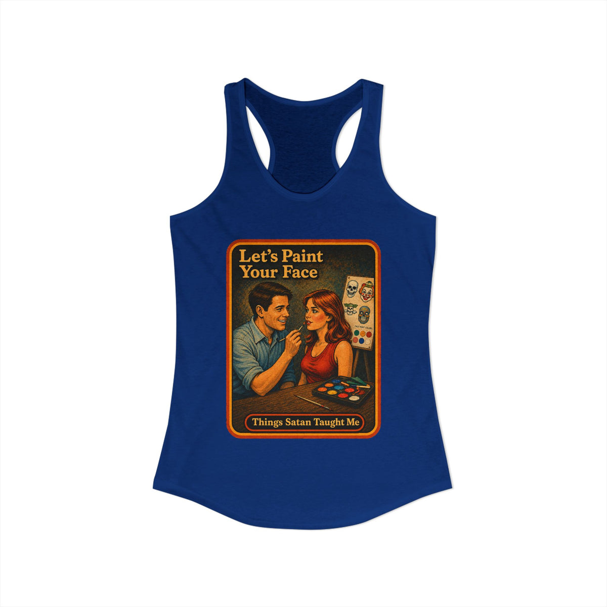 Let's Paint Your Face Racerback Tank in Royal, view 2