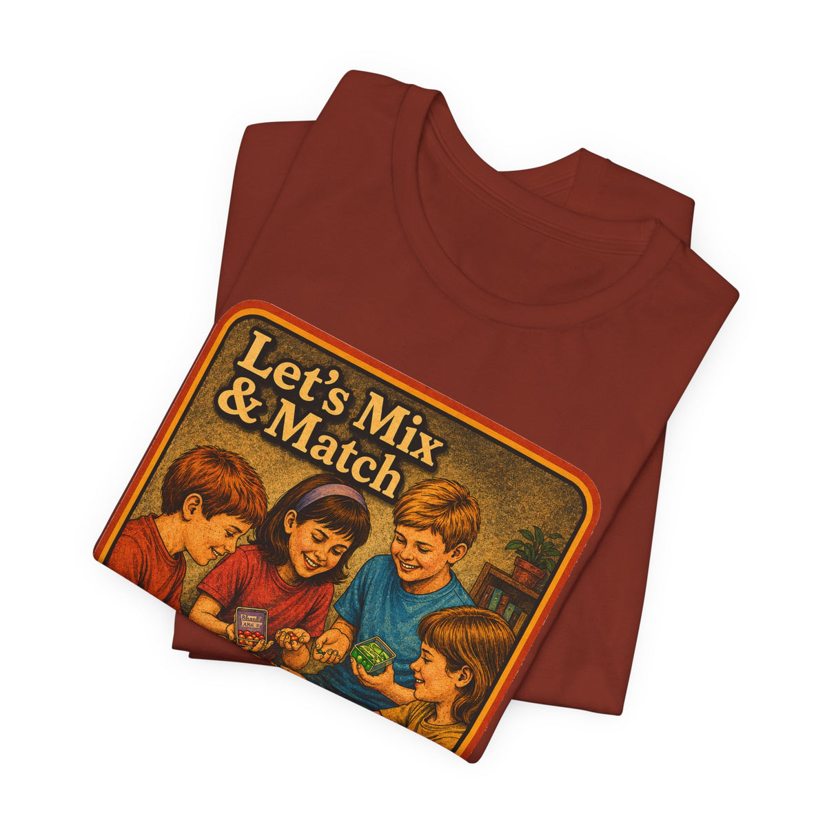Let's Mix And Match Unisex Tee in Rust, view 3
