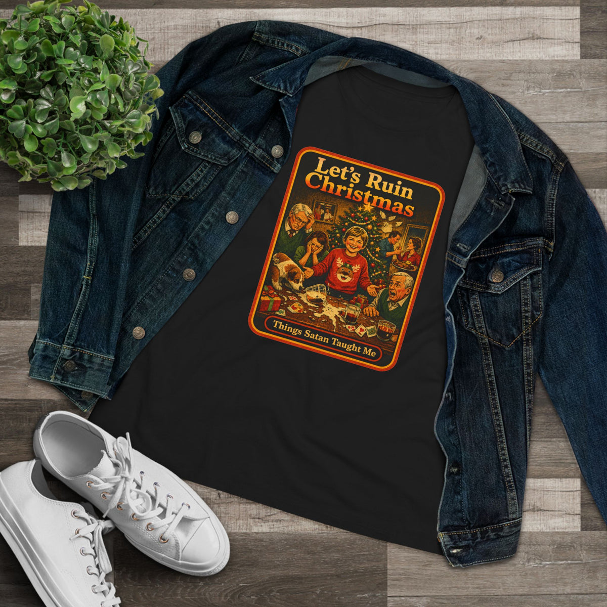 Let's Ruin Christmas Women's Tee in Black, view 3