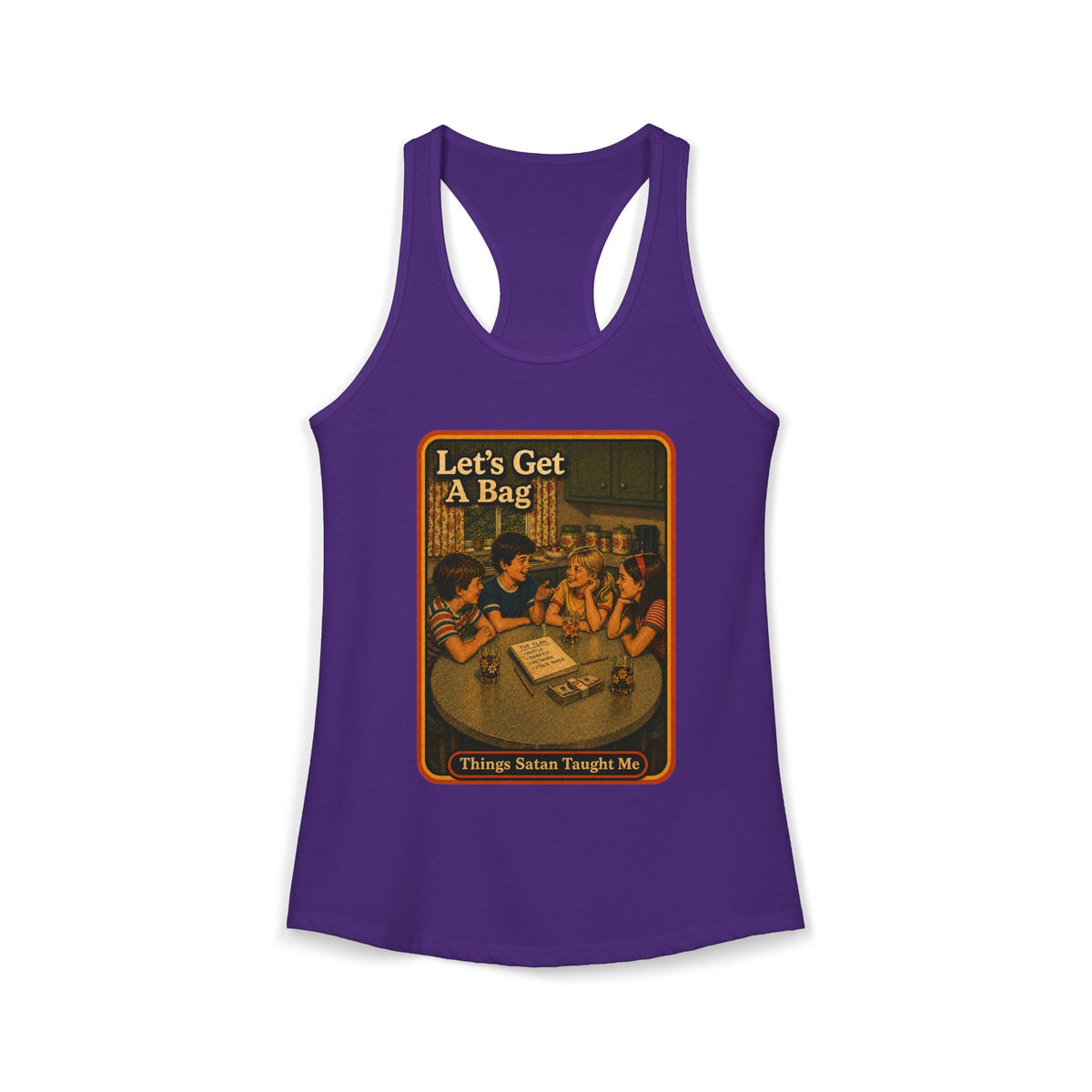 Let's Get Another Bag Racerback Tank in Purple Rush, front