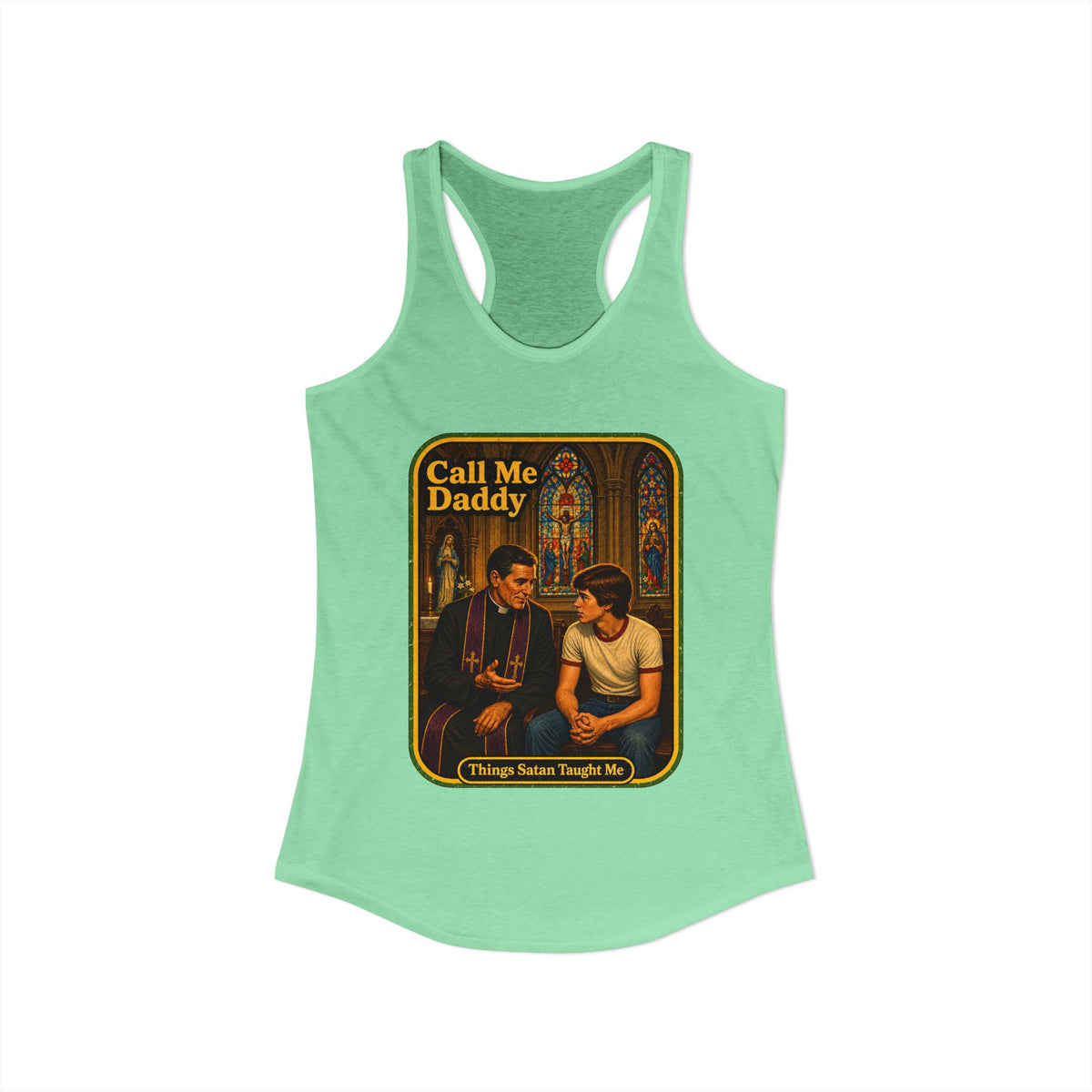 Call Me Daddy Racerback Tank in Mint, view 2