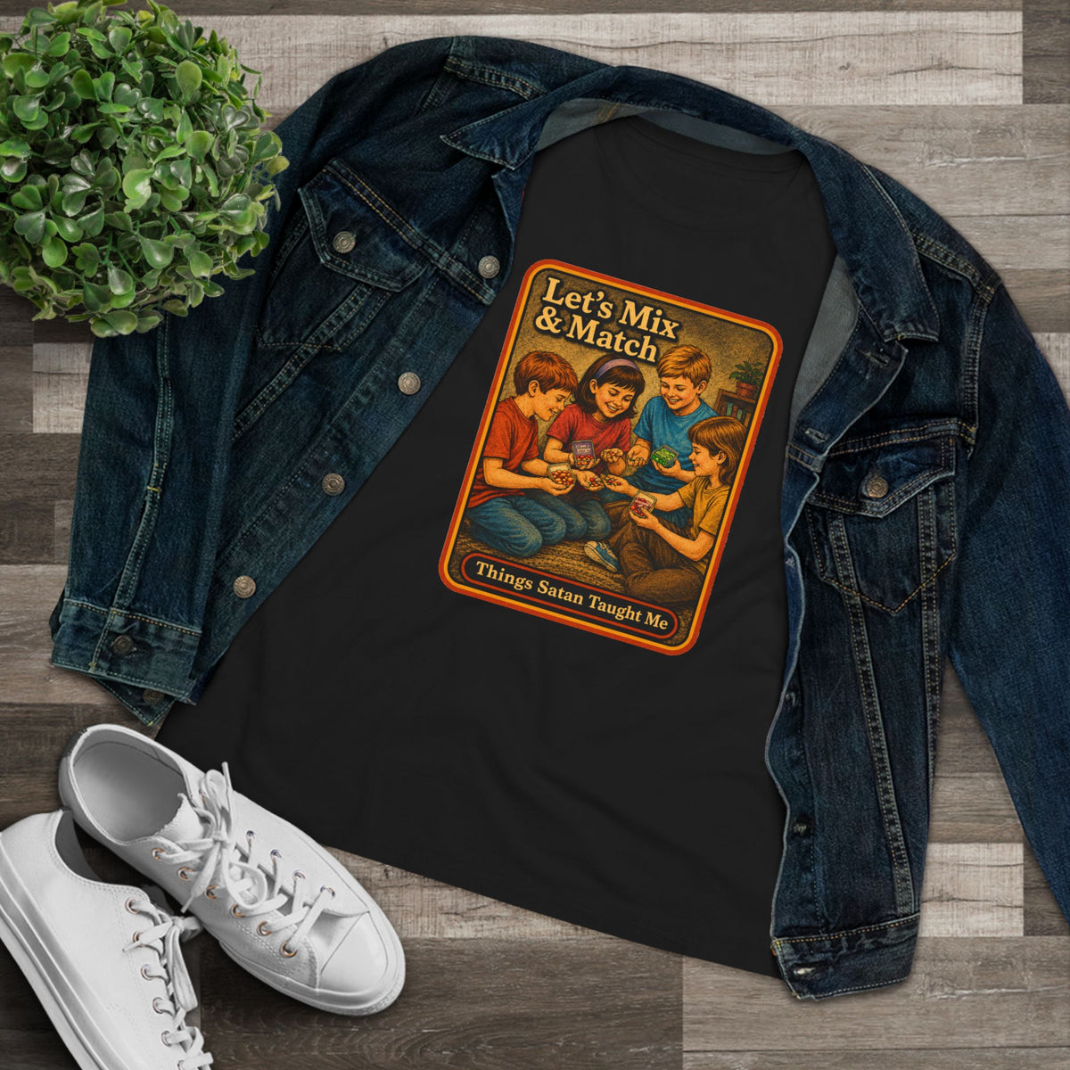 Let's Mix And Match Women's Tee in Black, view 3