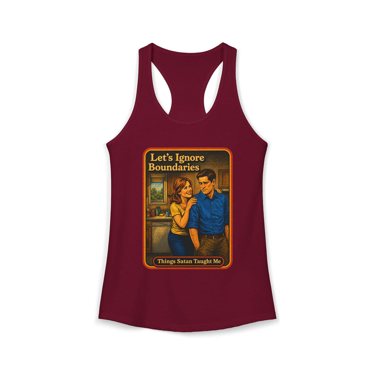 Let's Ignore Boundaries Racerback Tank in Cardinal Red, front