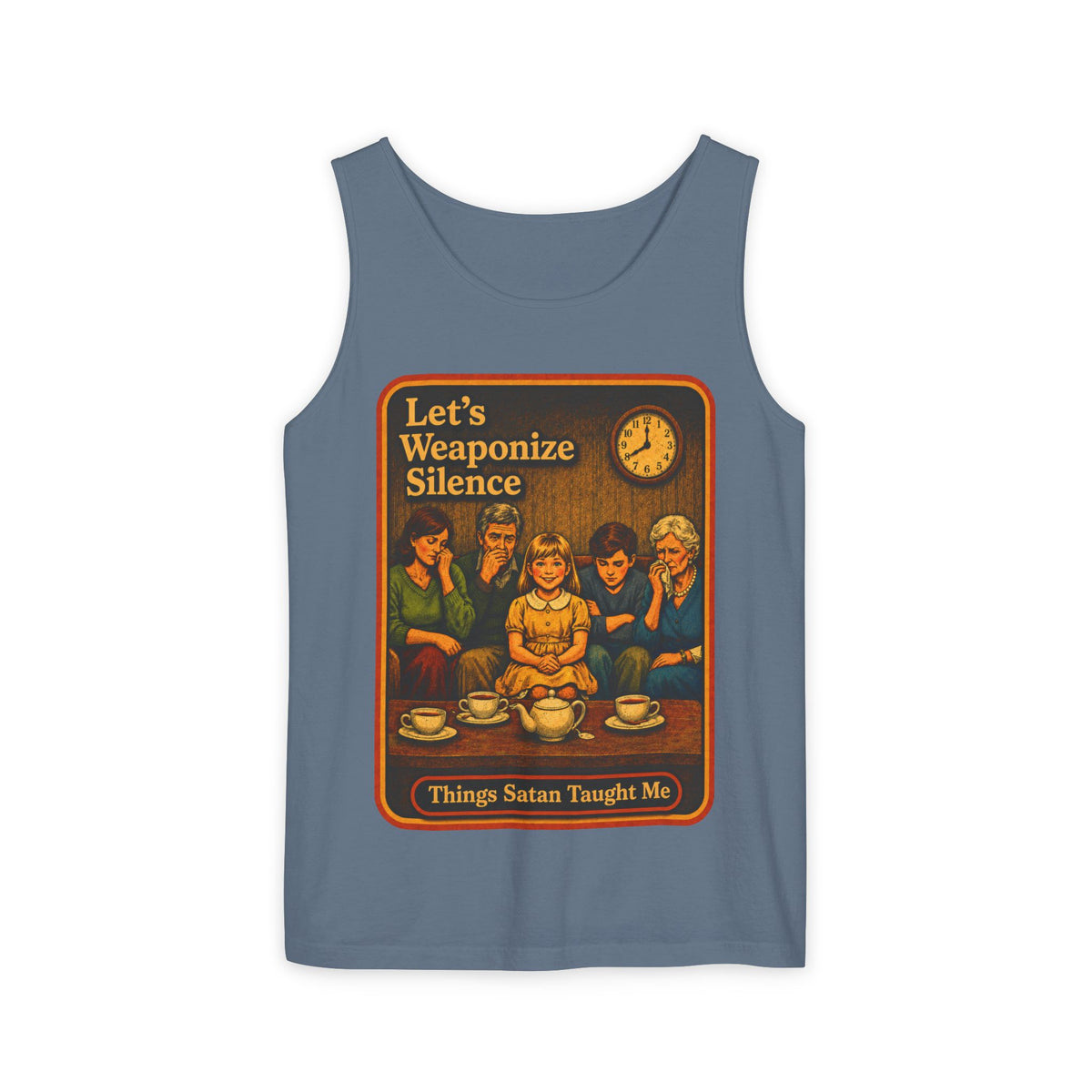 Let's Weaponize Silence Wife Beater in Blue Jean, front