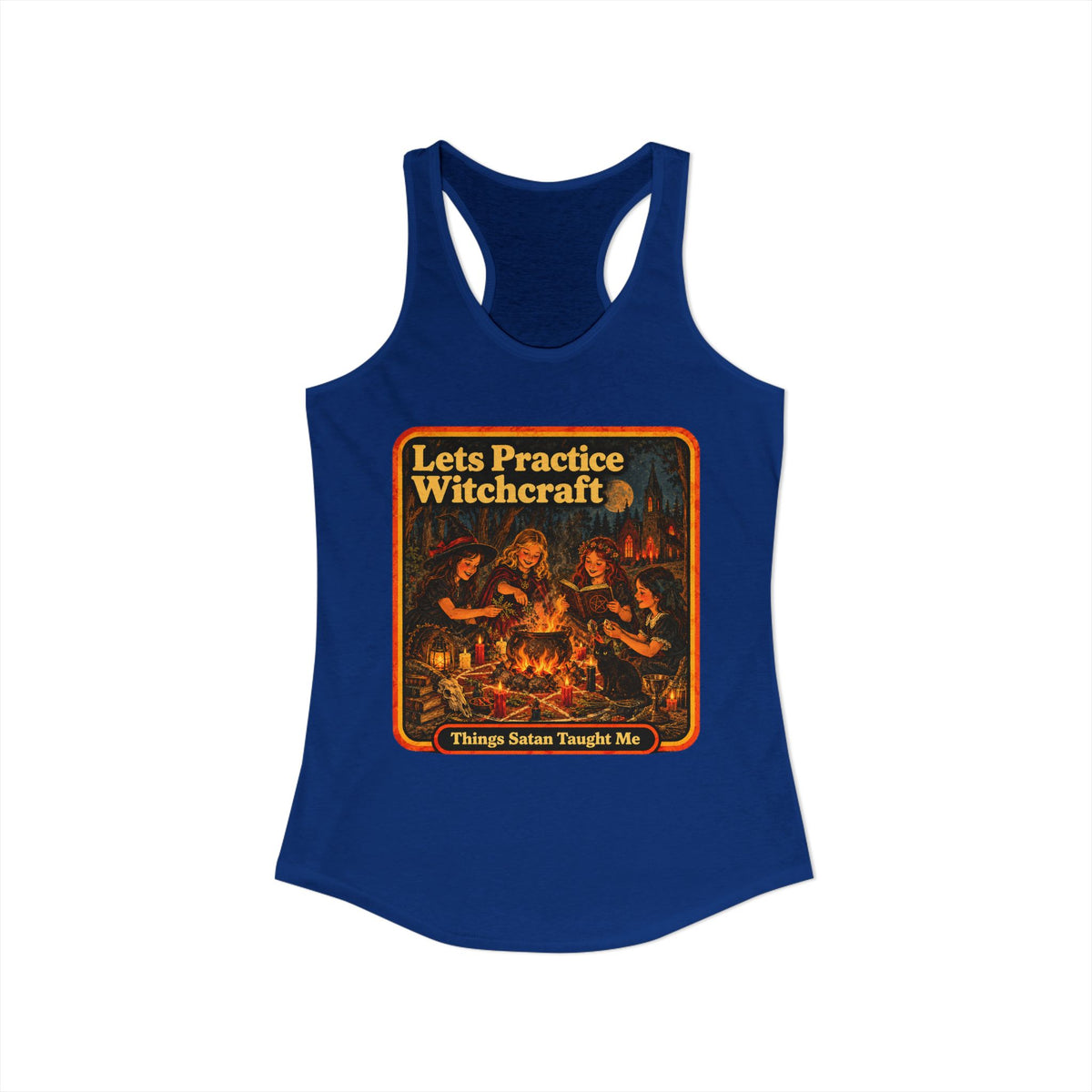 Let's Practice Witchcraft Racerback Tank in Royal, view 2