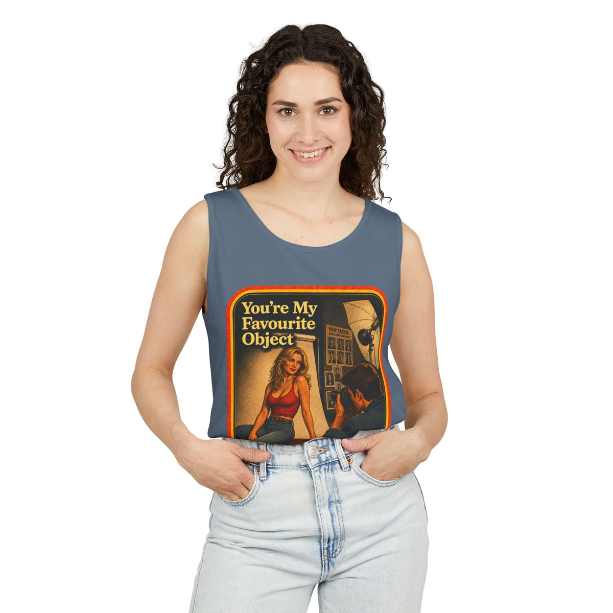 You're My Favourite Object Wife Beater in Blue Jean, view 3