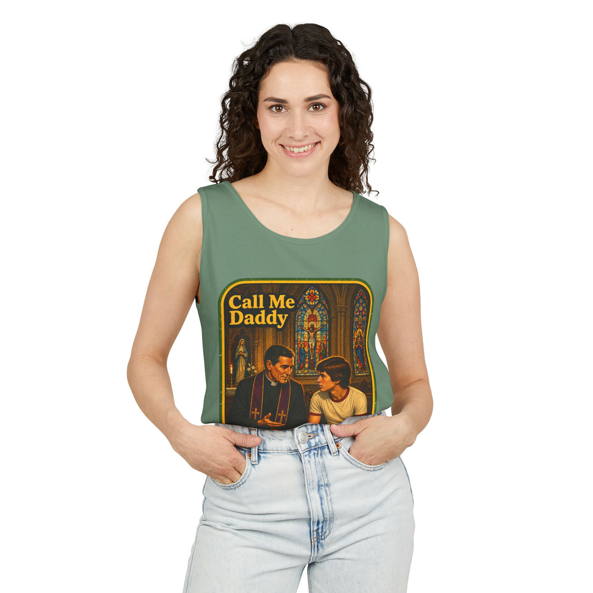 Call Me Daddy Wife Beater in Light Green, view 3