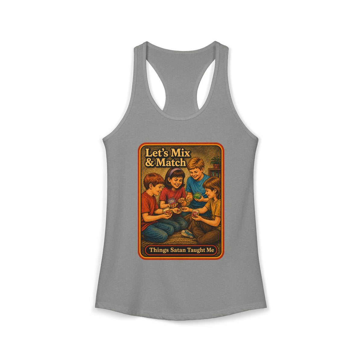 Let's Mix And Match Racerback Tank in Heather Grey, front