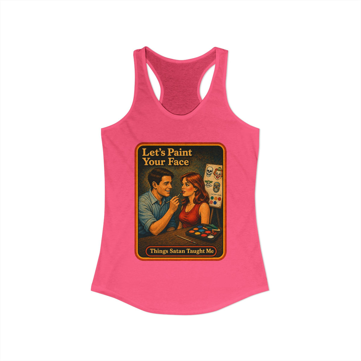 Let's Paint Your Face Racerback Tank in Hot Pink, view 2