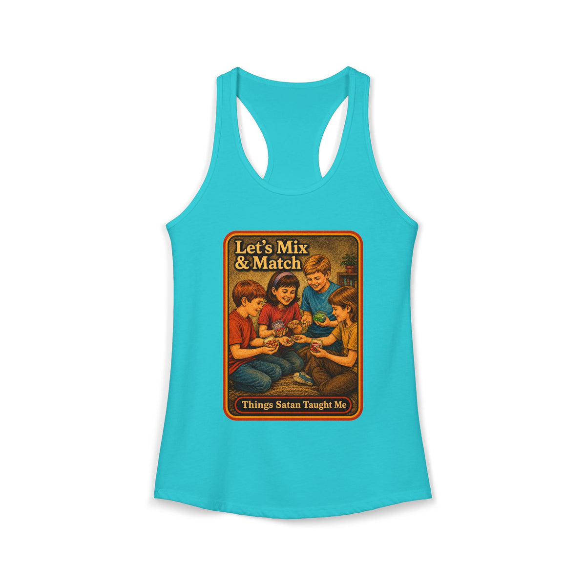 Let's Mix And Match Racerback Tank in Tahiti Blue, front