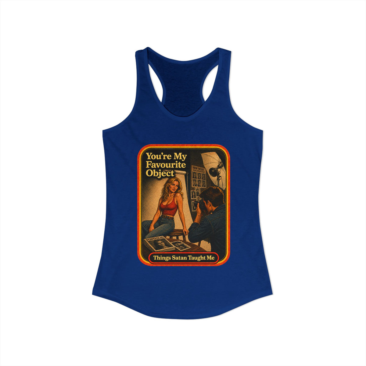 You're My Favourite Object Racerback Tank in Royal, view 2