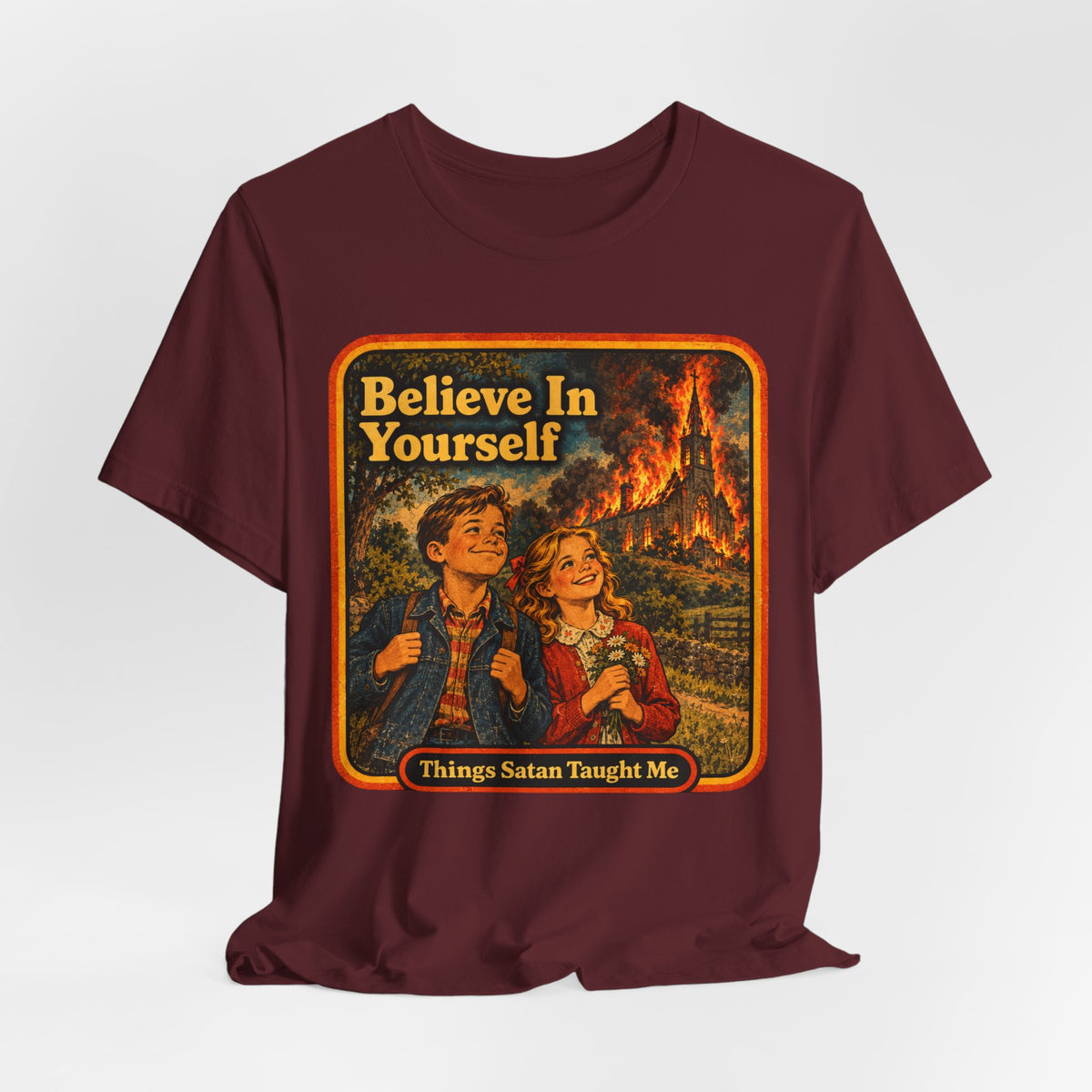 Believe In Yourself Unisex Tee in Maroon, view 4