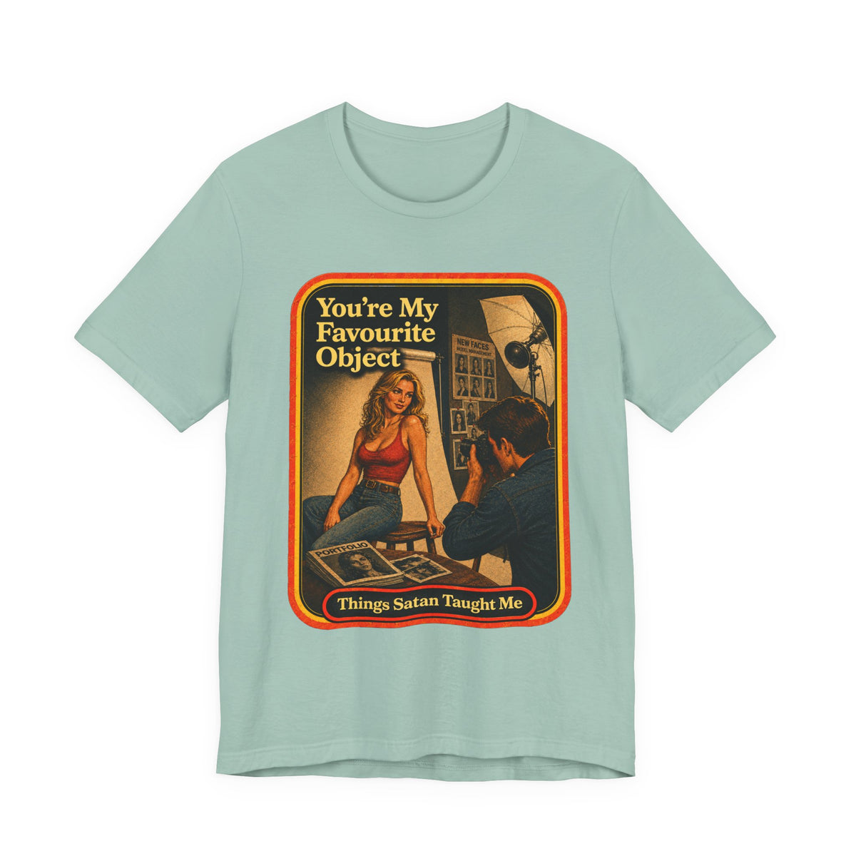 You're My Favourite Object Unisex Tee in Dusty Blue, front