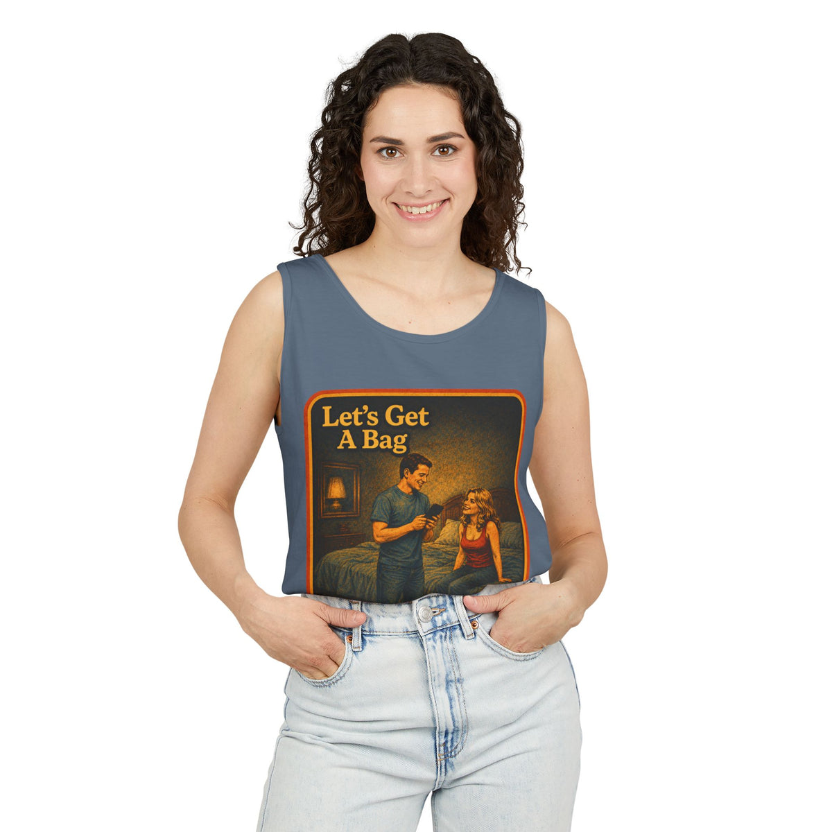 Let's Get A Bag Wife Beater in Blue Jean, view 3