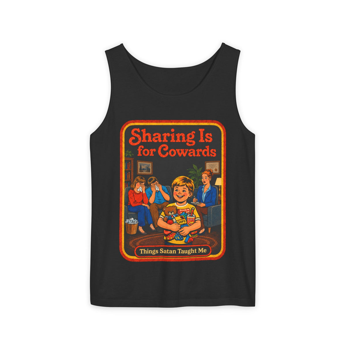 Sharing Is For Cowards Wife Beater in Black, front