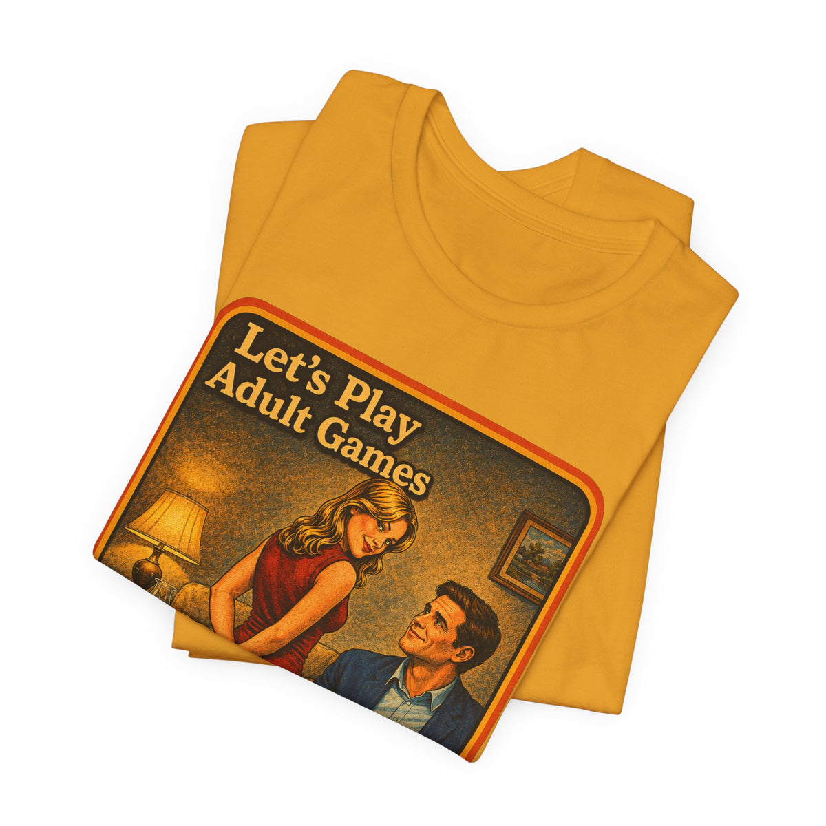 Let's Play Adult Games Unisex Tee in Mustard, view 3