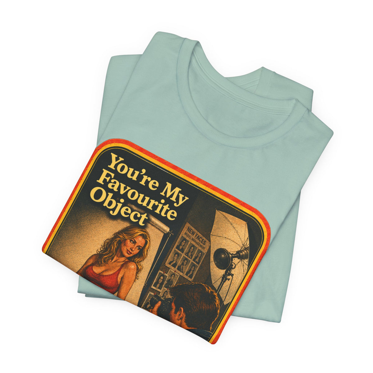 You're My Favourite Object Unisex Tee in Dusty Blue, view 3