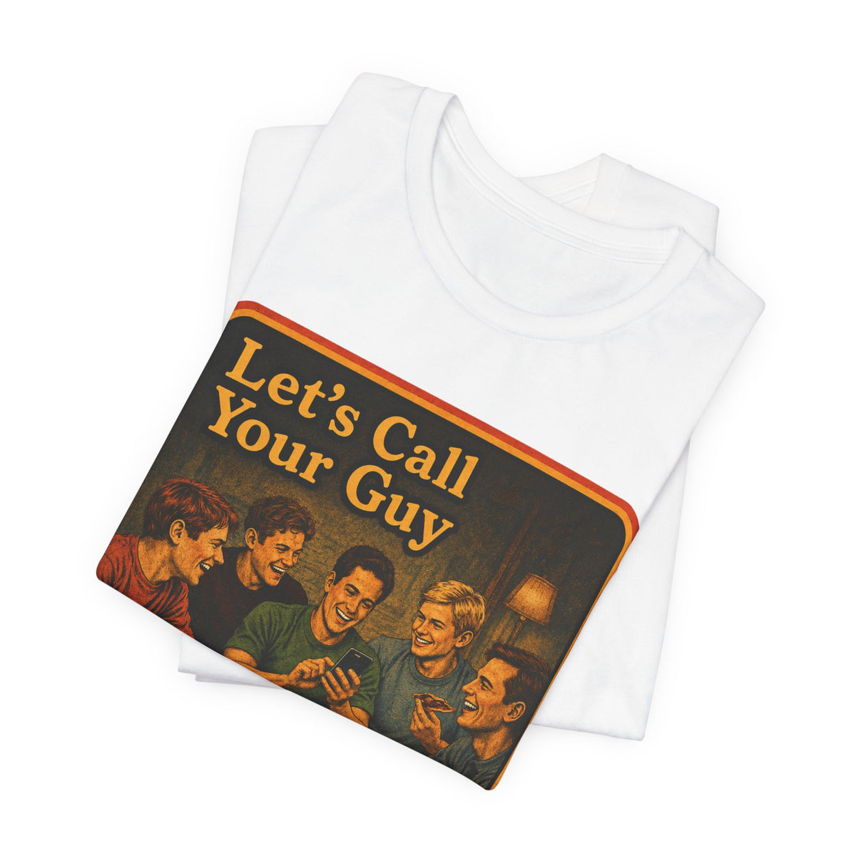 Let's Call Your Guy Unisex Tee in White, view 3