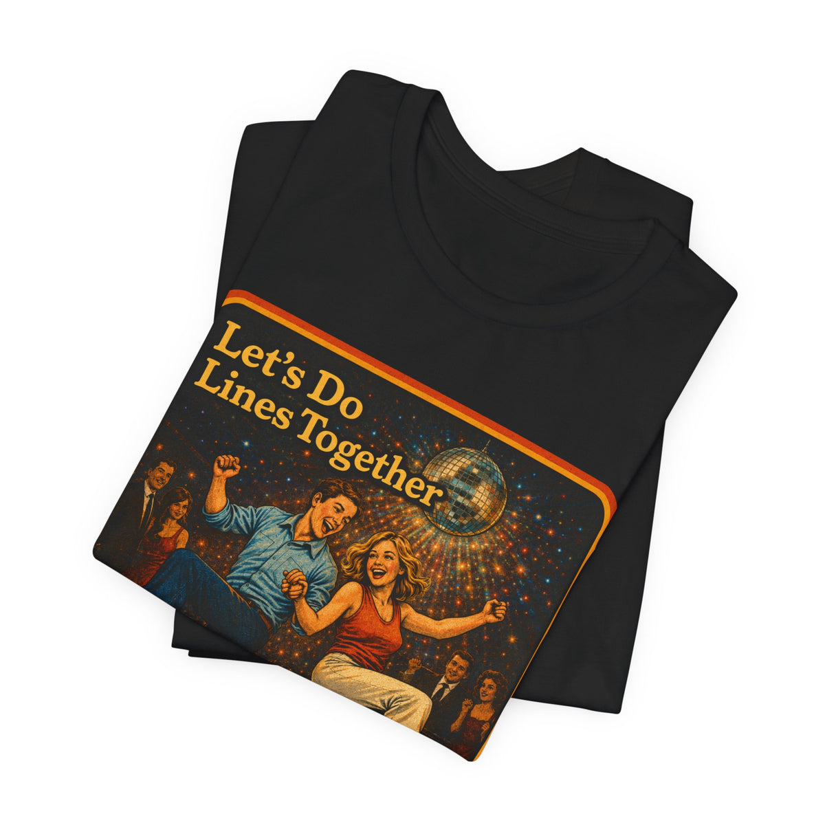 Let's Do Lines Together Unisex Tee in Black, view 3