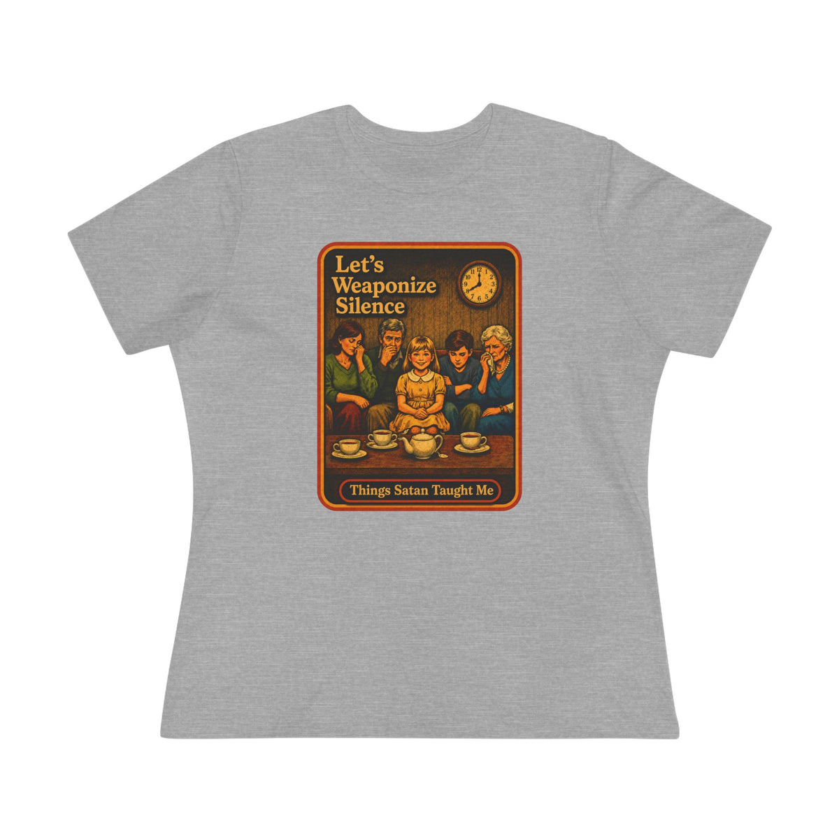 Let's Weaponize Silence Women's Tee in Athletic Heather, front