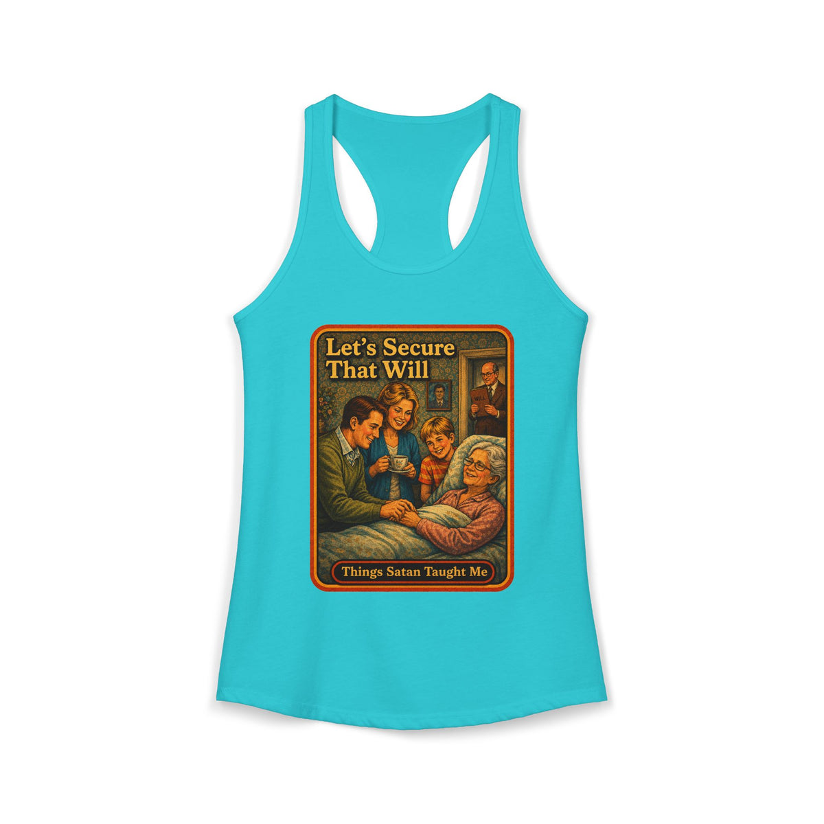 Let's Secure That Will Racerback Tank in Tahiti Blue, front