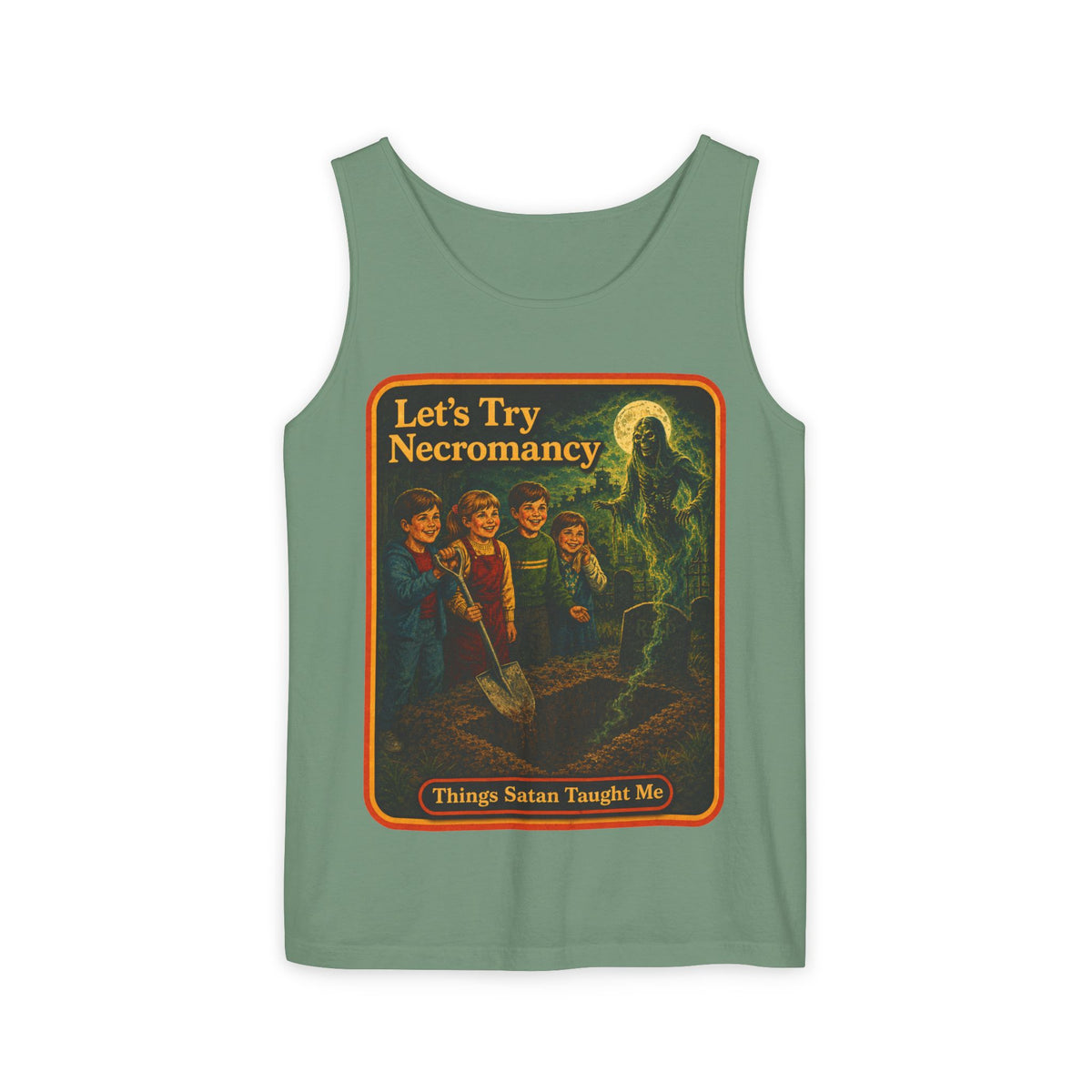 Let's Try Necromancy Wife Beater in Light Green, front