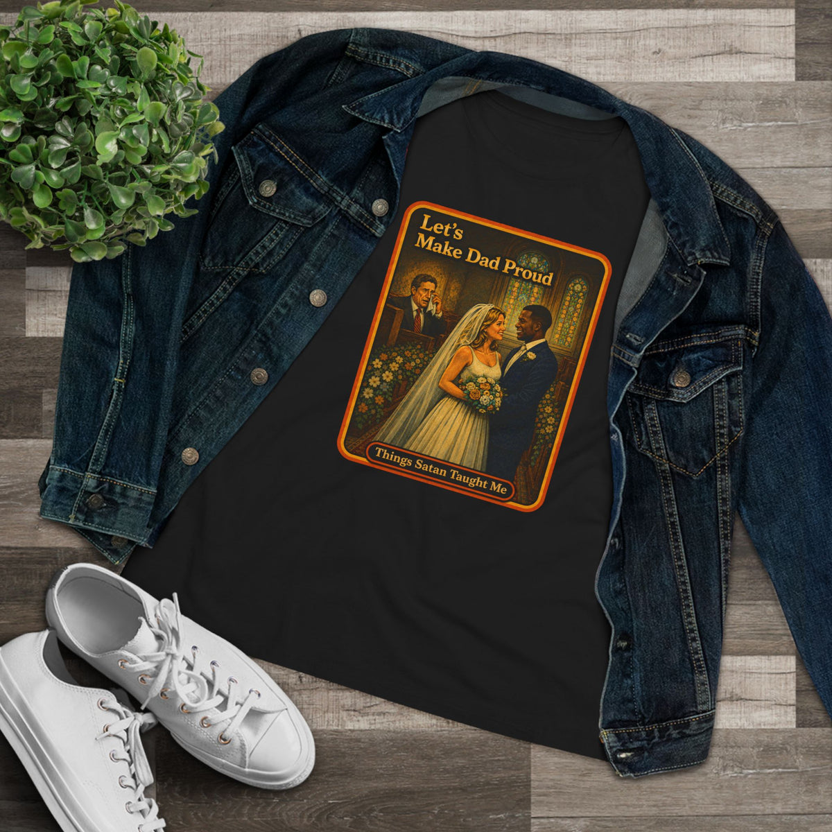 Let's Make Dad Proud No. 2 Women's Tee in Black, view 3